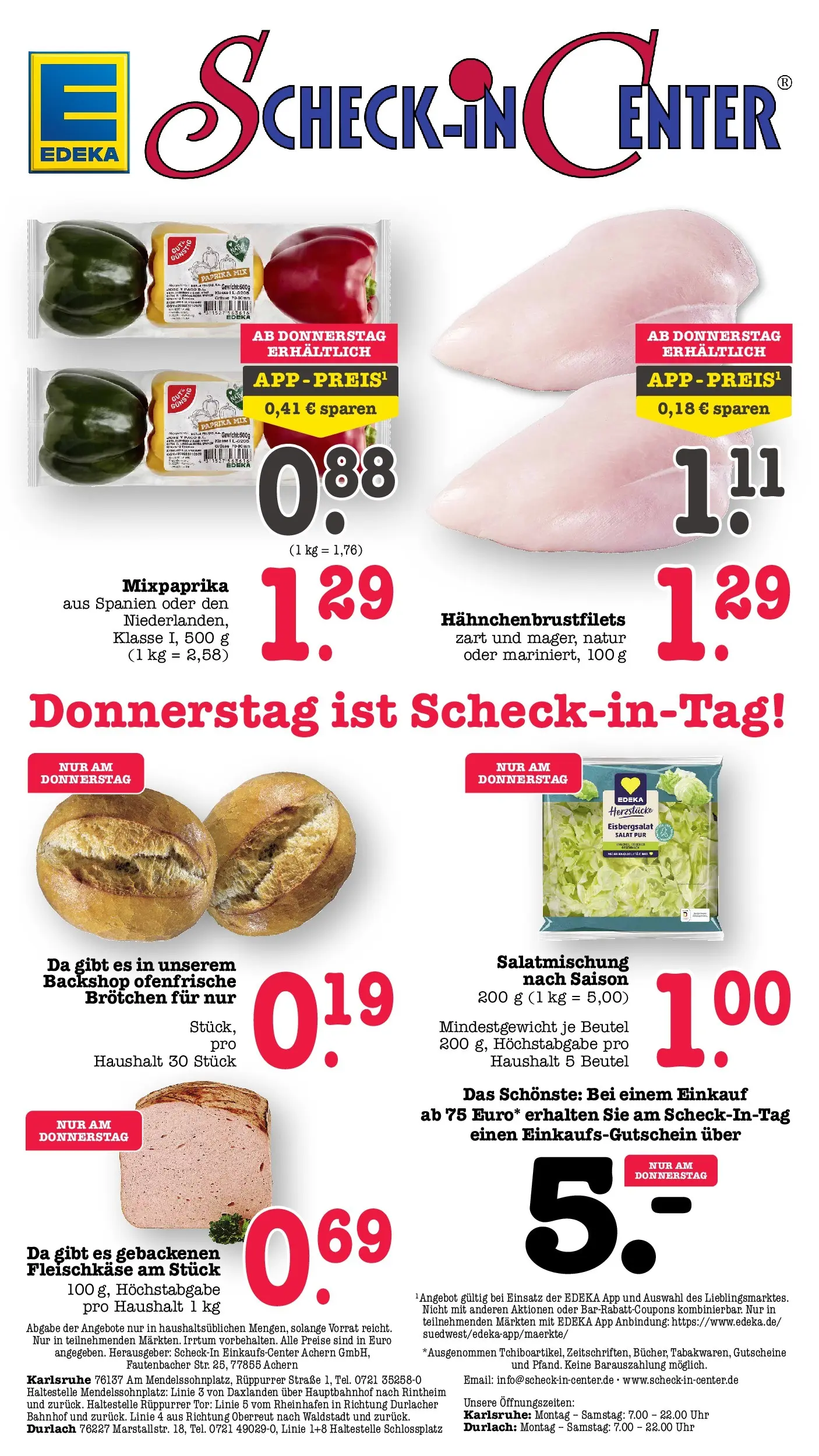 Edeka Prospekt Karlsruhe (ab 03.08.2026) » Angebote Online | Seite: 60 | Produkte: Eisbergsalat, Ofenfrische, Paprika, Salat