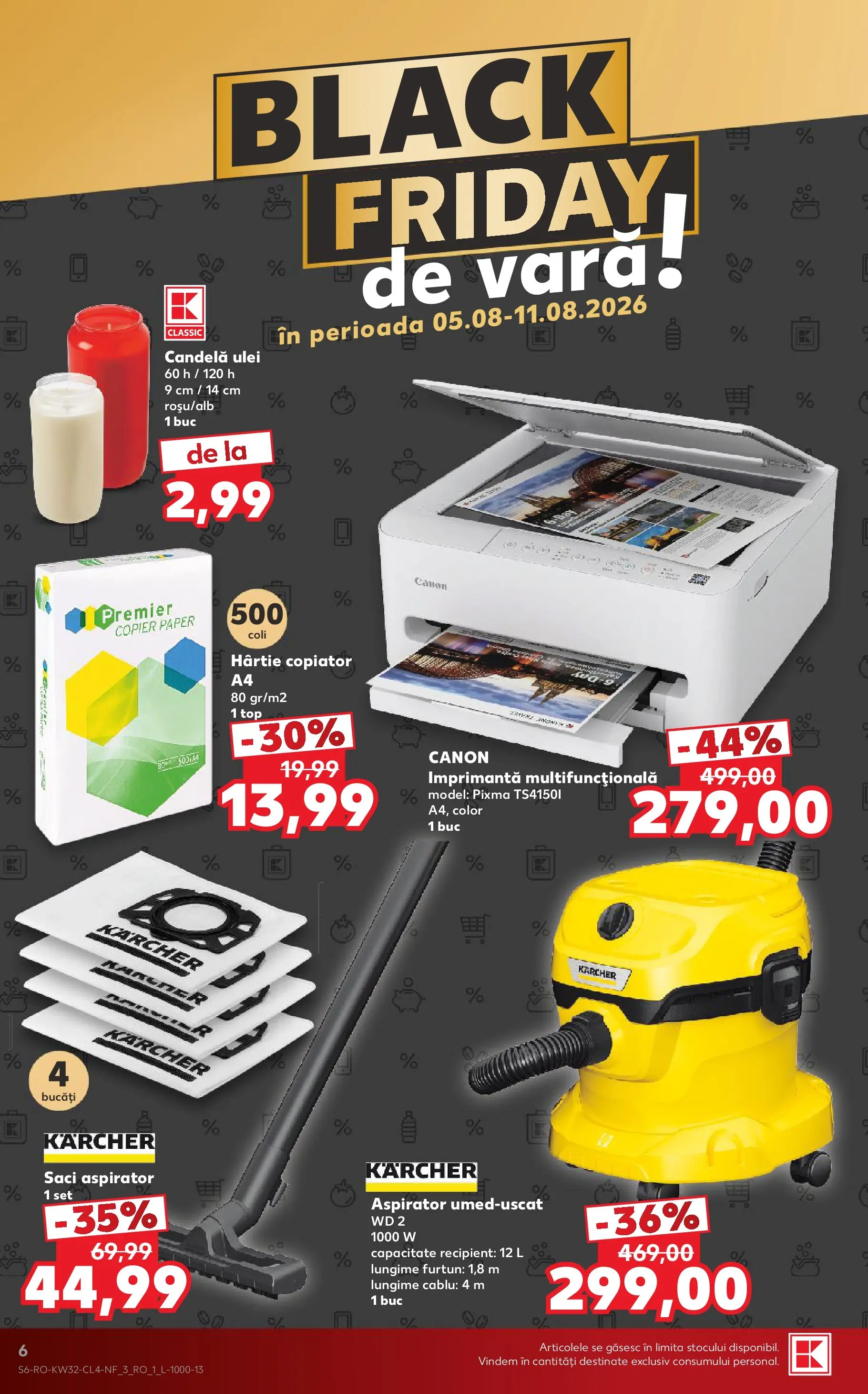Kaufland Domnesti 05.08.2026 - Revista si Oferta | Pagină: 6 | Produse: Imprimantă, Cablu, Top, Ulei