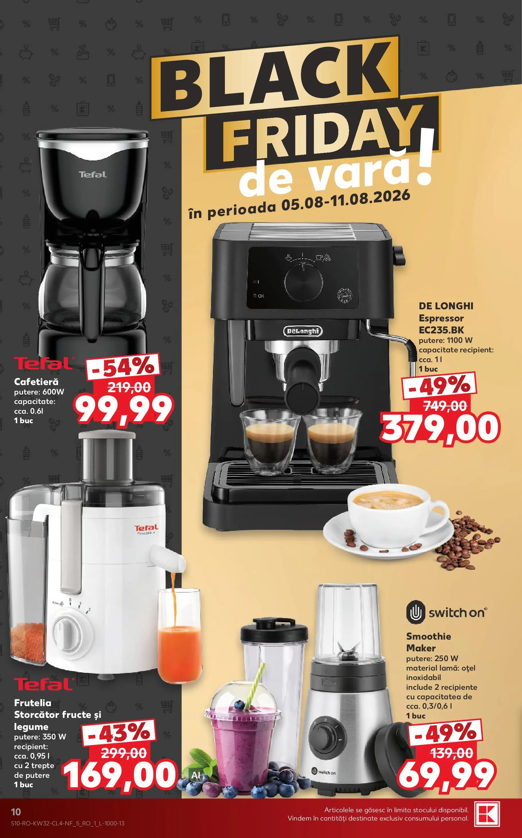 Kaufland Domnesti 05.08.2026 - Revista si Oferta | Pagină: 10 | Produse: Espressor, Cafetieră, Storcător, Legume