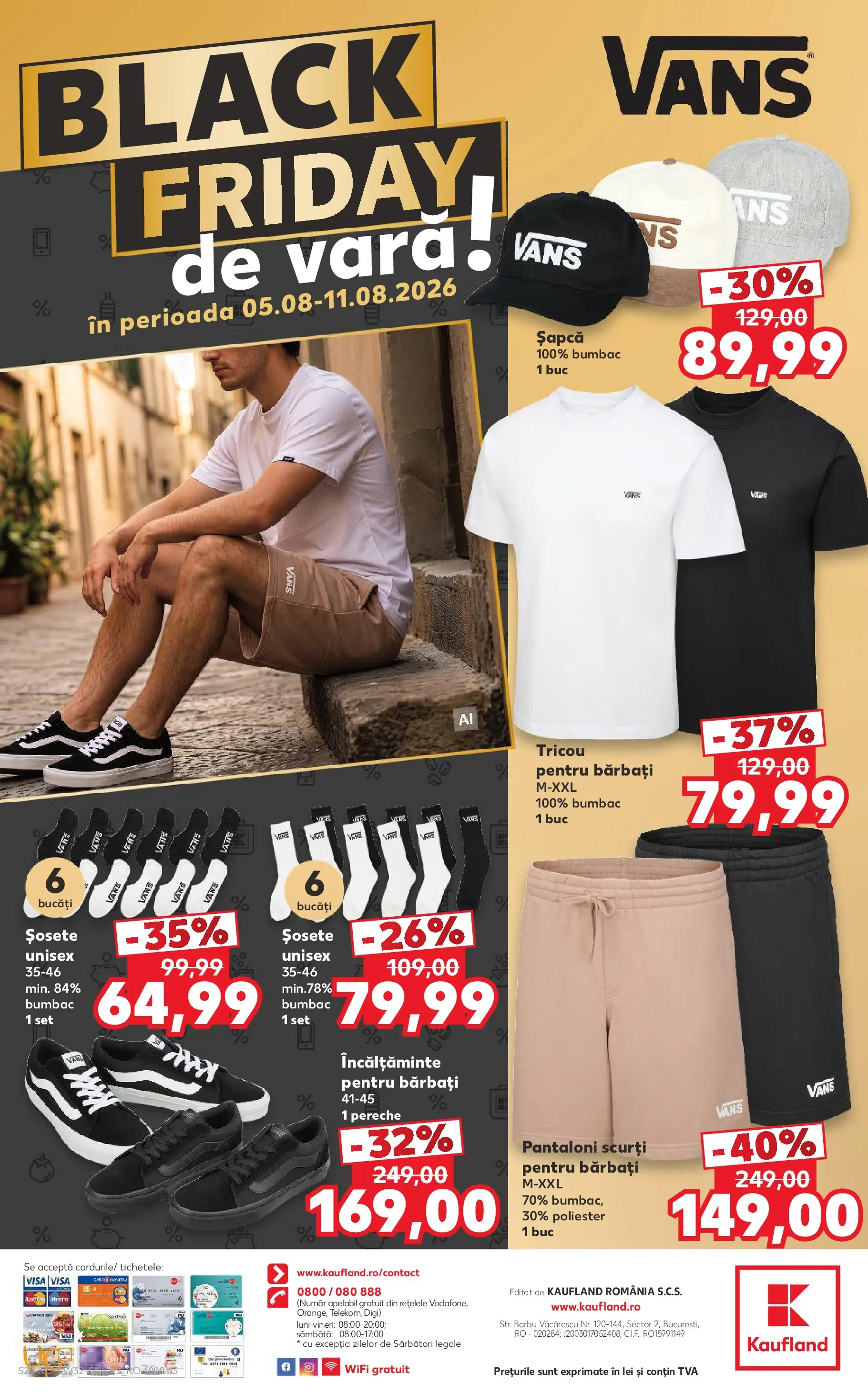 Kaufland Domnesti 05.08.2026 - Revista si Oferta | Pagină: 28 | Produse: Șapcă, Pantaloni, Pantaloni scurți, Șosete