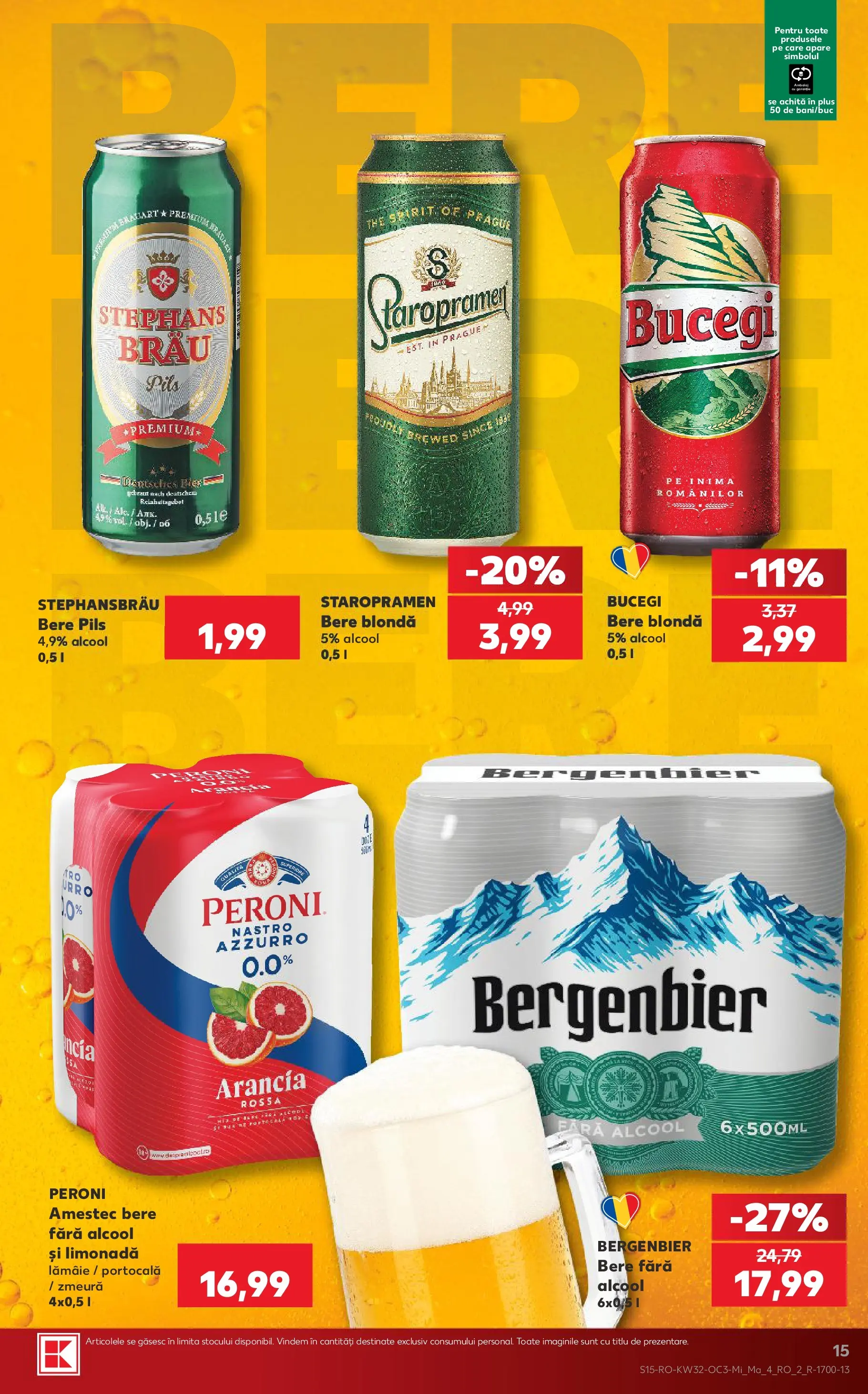 Kaufland Galați 05.08.2026 - Revista si Oferta | Pagină: 15 | Produse: Sıcak su torbası, Bere, Plastik Kulübe, Lămâie