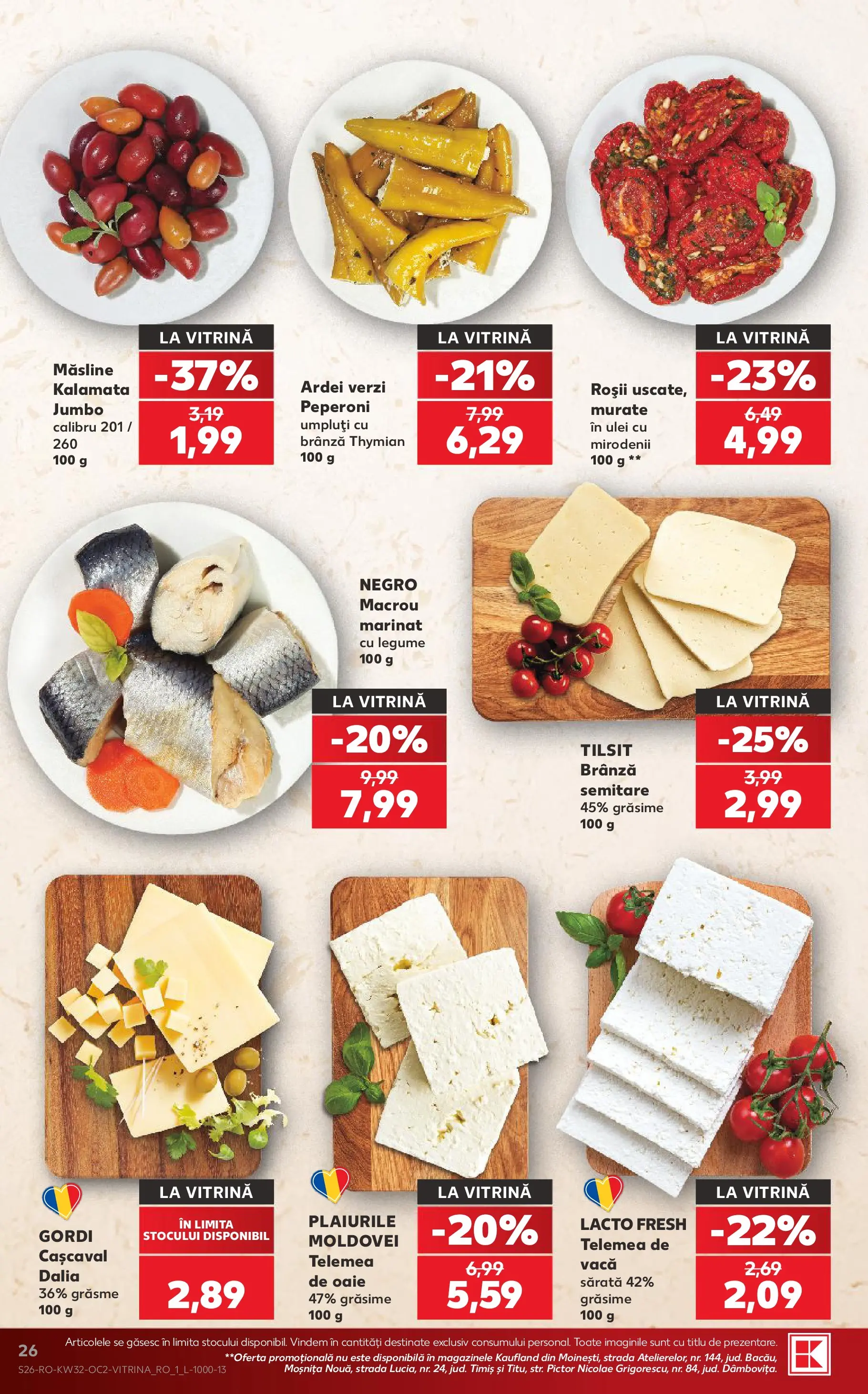 Kaufland Slatina 05.08.2026 - Revista si Oferta | Pagină: 26 | Produse: Vitrină, Cașcaval, Ardei, Brânză