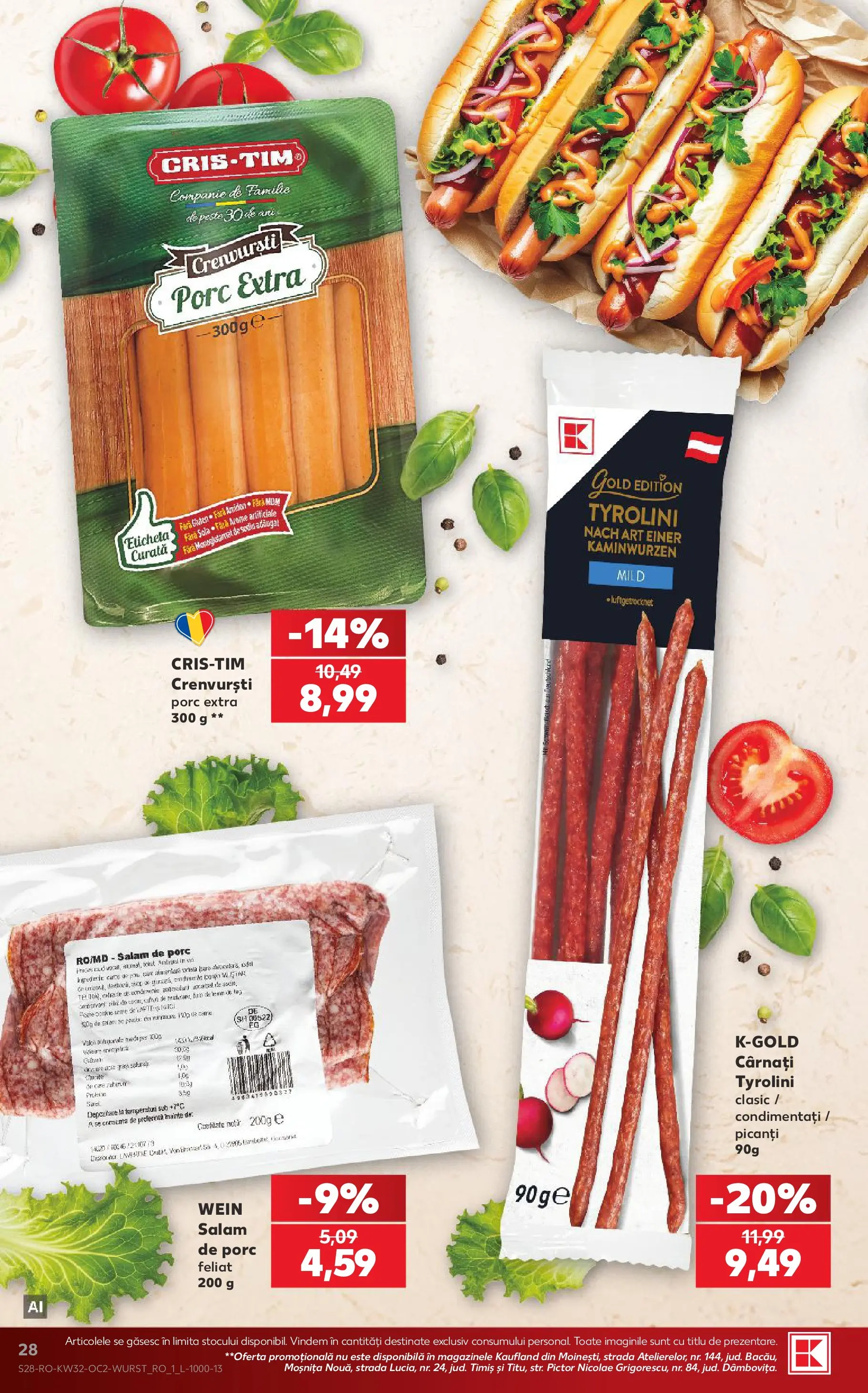 Kaufland Slatina 05.08.2026 - Revista si Oferta | Pagină: 28 | Produse: Pară, Crenvurști, Salam, Cârnați