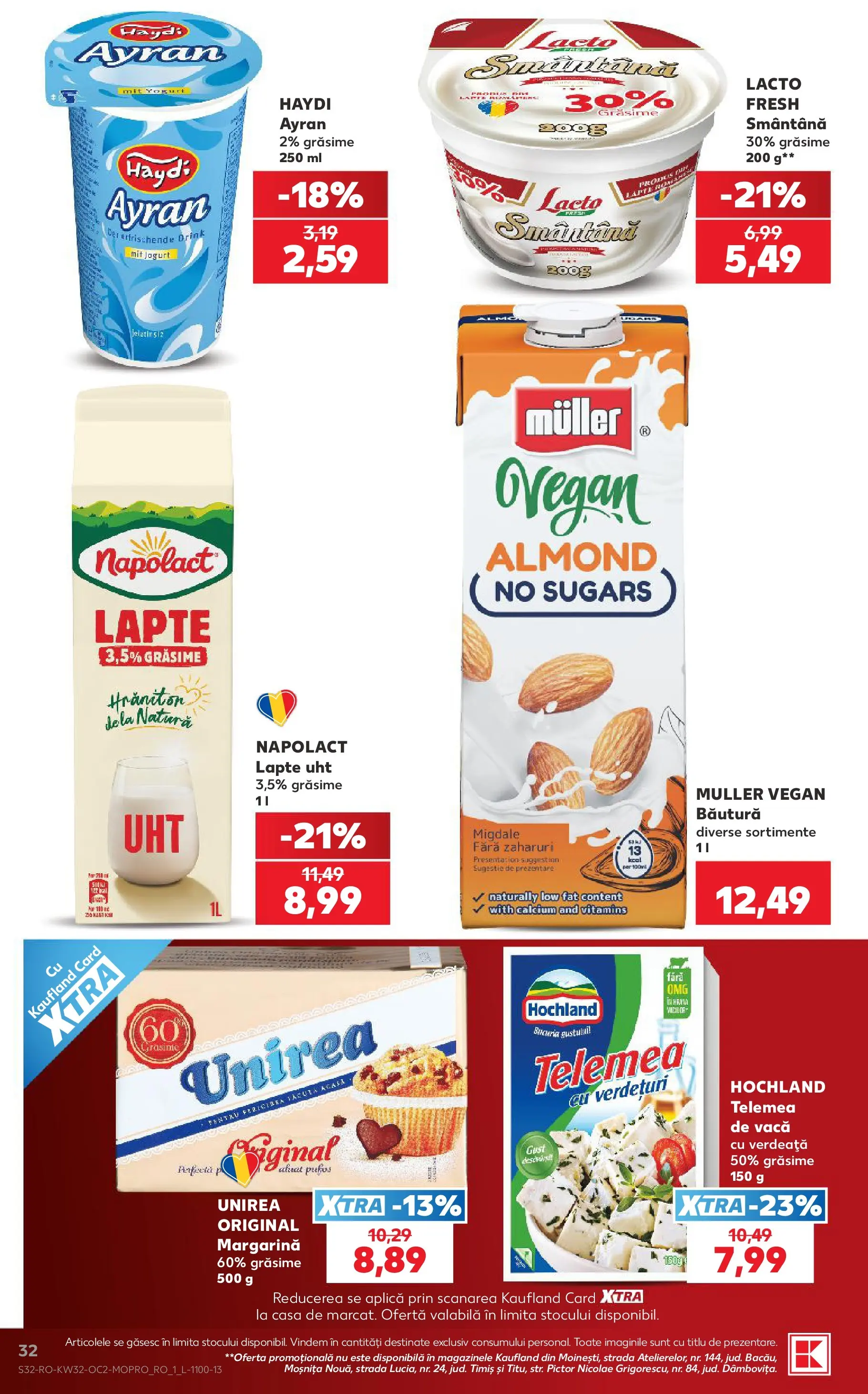 Kaufland Focșani 05.08.2026 - Revista si Oferta | Pagină: 32 | Produse: Migdale, Lapte, Smântână, Verdeață