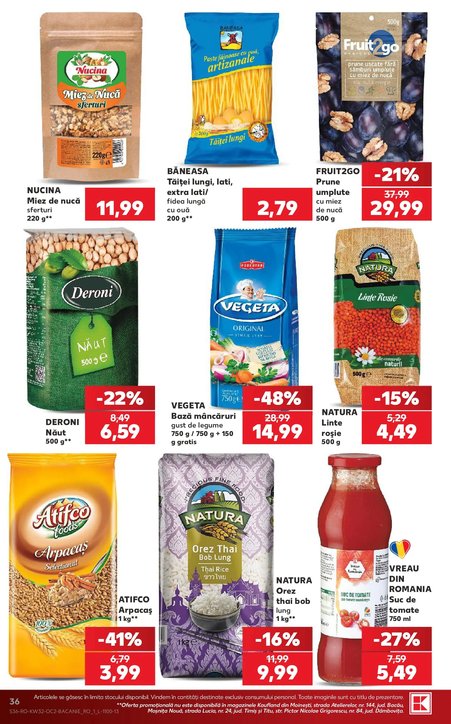Kaufland Slatina 05.08.2026 - Revista si Oferta | Pagină: 36 | Produse: Suc, Prune, Paste, Legume