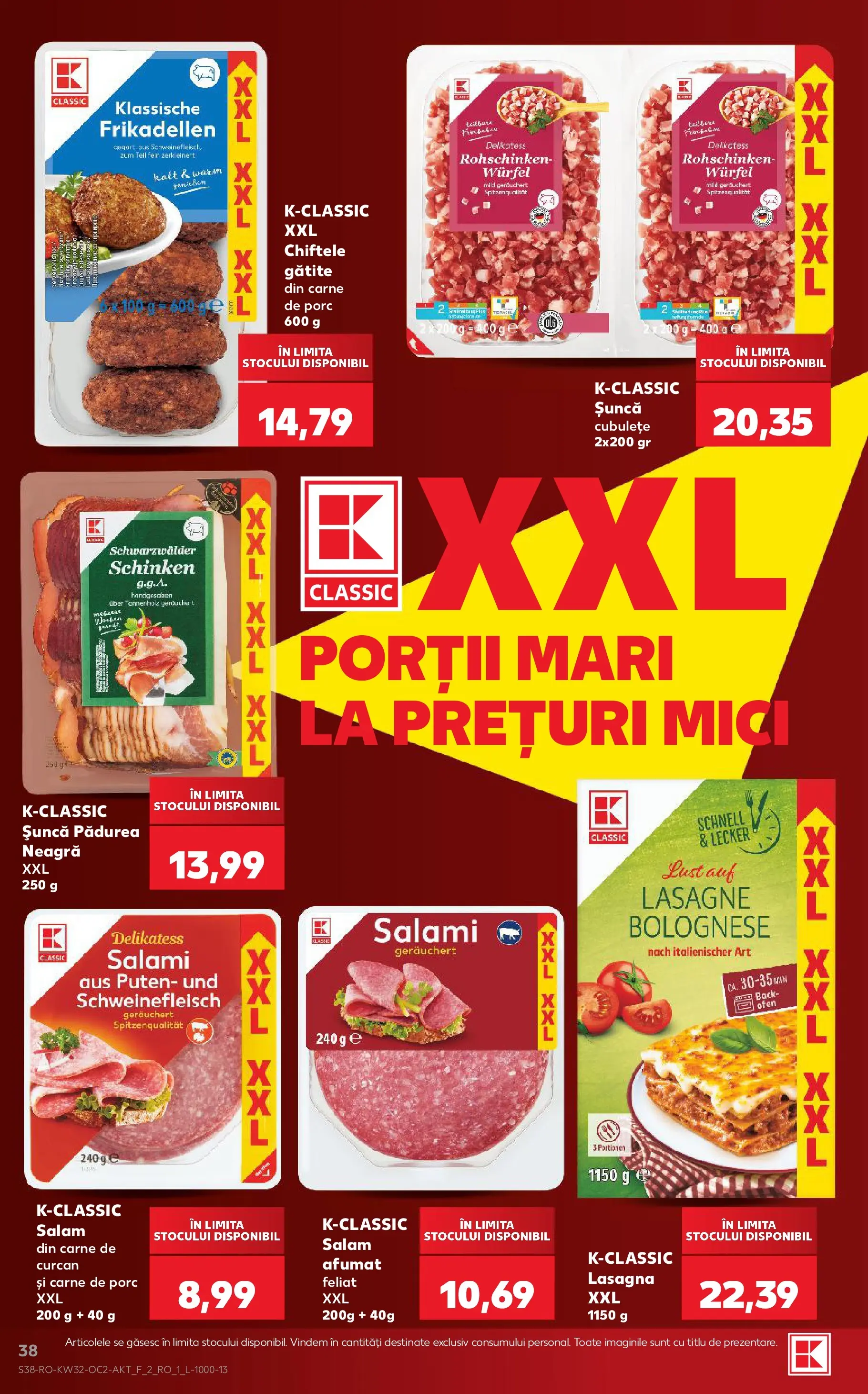 Kaufland Slatina 05.08.2026 - Revista si Oferta | Pagină: 38 | Produse: Lasagna, Mici, Salam, Carne De Porc