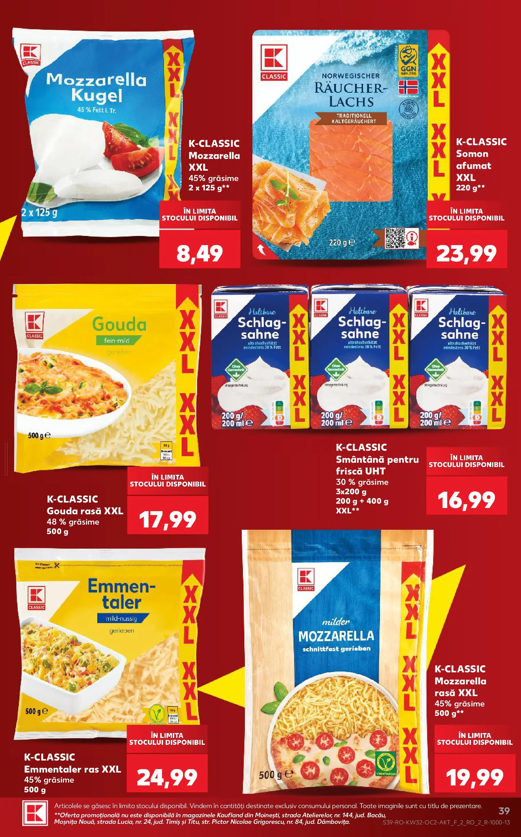 Kaufland Slatina 05.08.2026 - Revista si Oferta | Pagină: 39 | Produse: Mozzarella, Frișcă, Smântână, Gouda