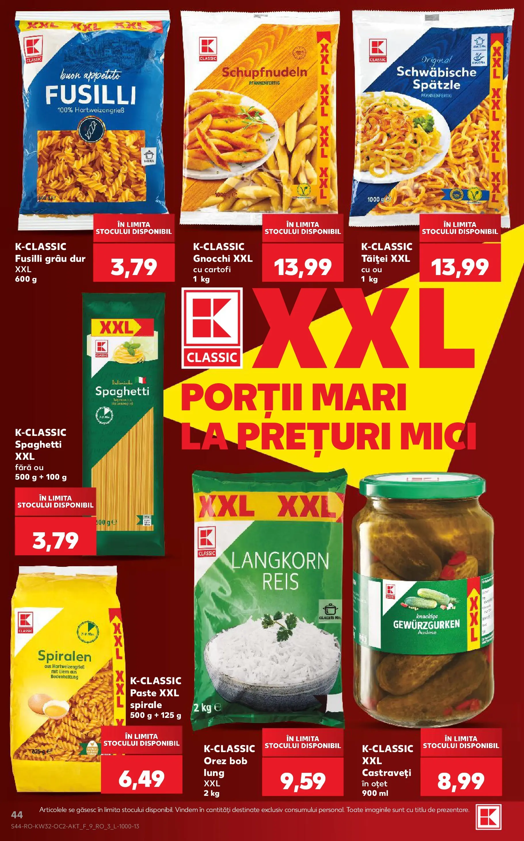 Kaufland Slatina 05.08.2026 - Revista si Oferta | Pagină: 44 | Produse: Oțet, Orez, Paste, Castraveți