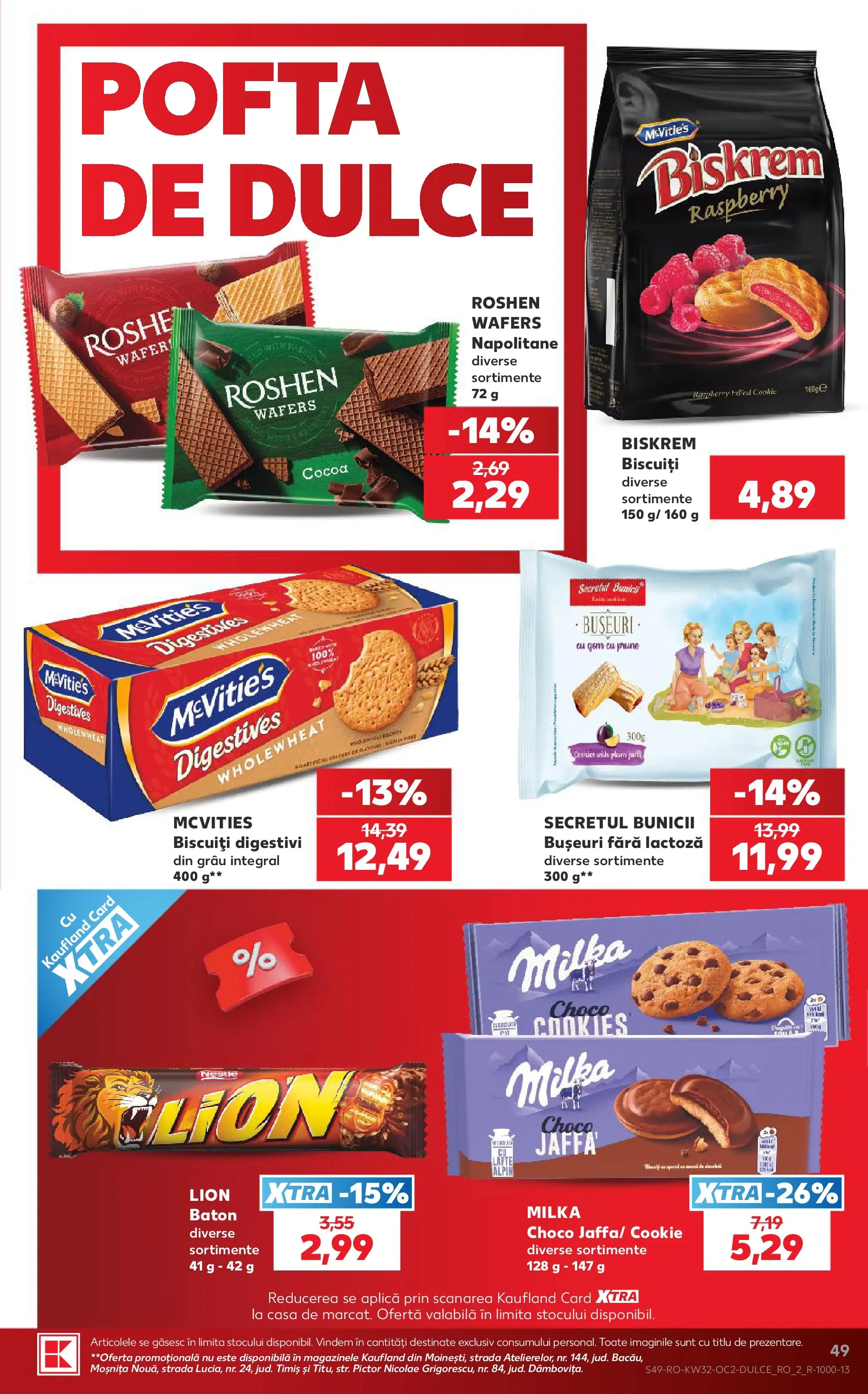 Kaufland Slatina 05.08.2026 - Revista si Oferta | Pagină: 49 | Produse: Napolitane, Gem, Prune, Biscuiți