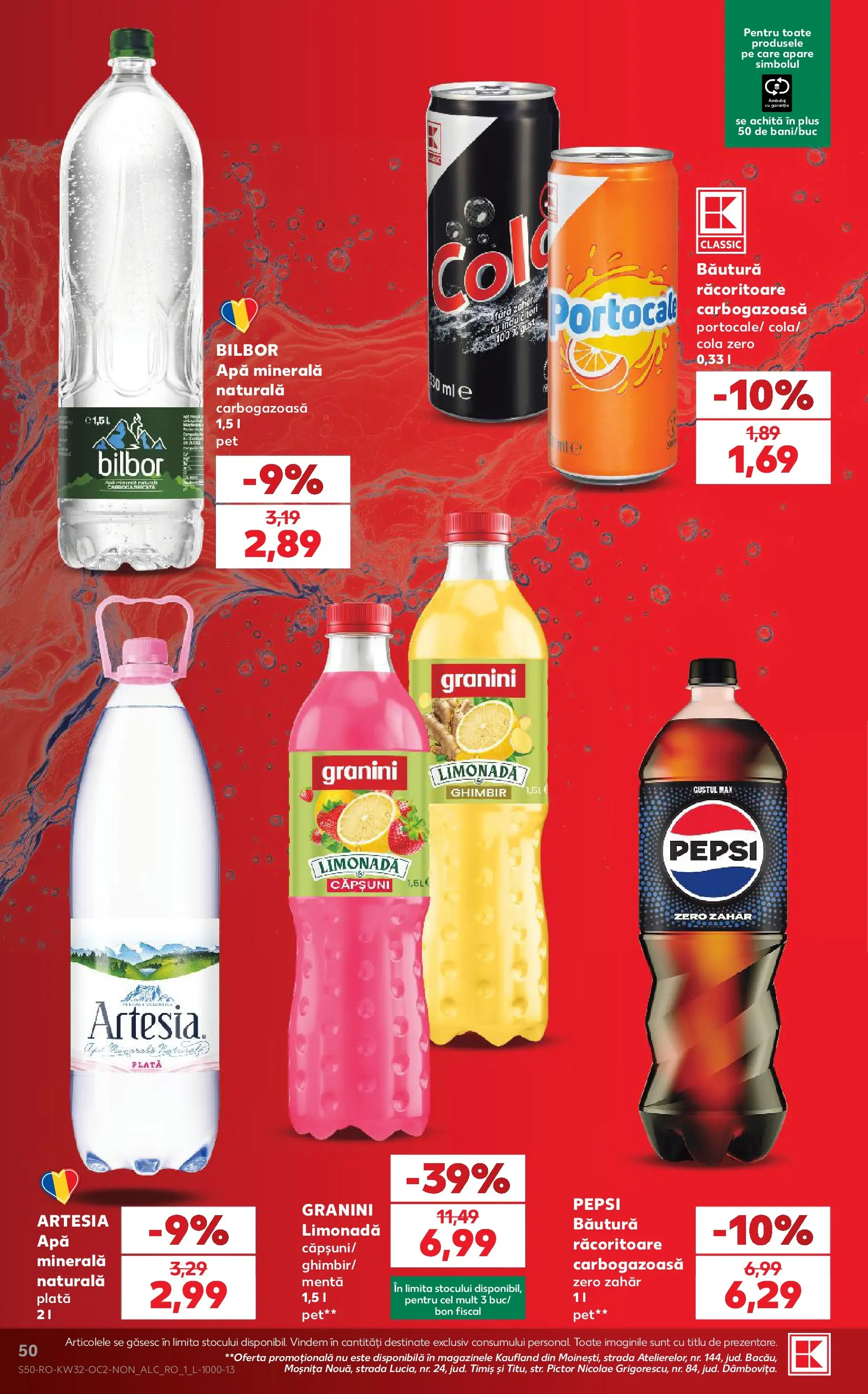 Kaufland Slatina 05.08.2026 - Revista si Oferta | Pagină: 50 | Produse: Yazı tahtası kalemi, Amerikan servis, Apă, Zahăr