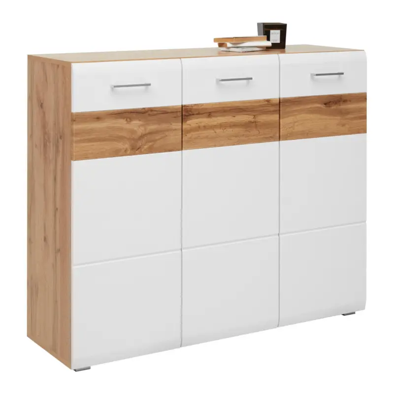 Schuhschrank in Wei&szlig;/Eichefarben