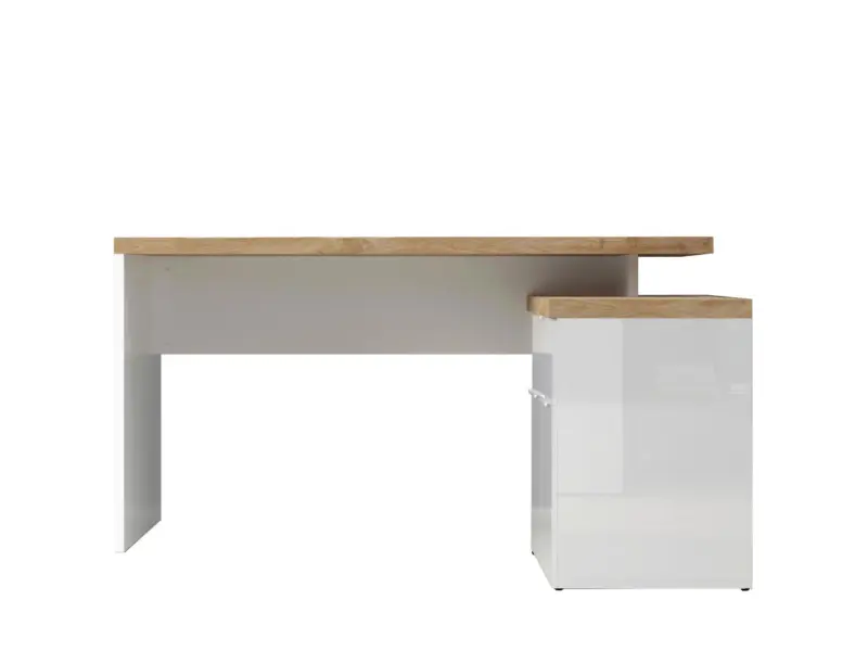 Eckschreibtisch Easy Office Eichefarben/Wei&szlig; Hochglanz