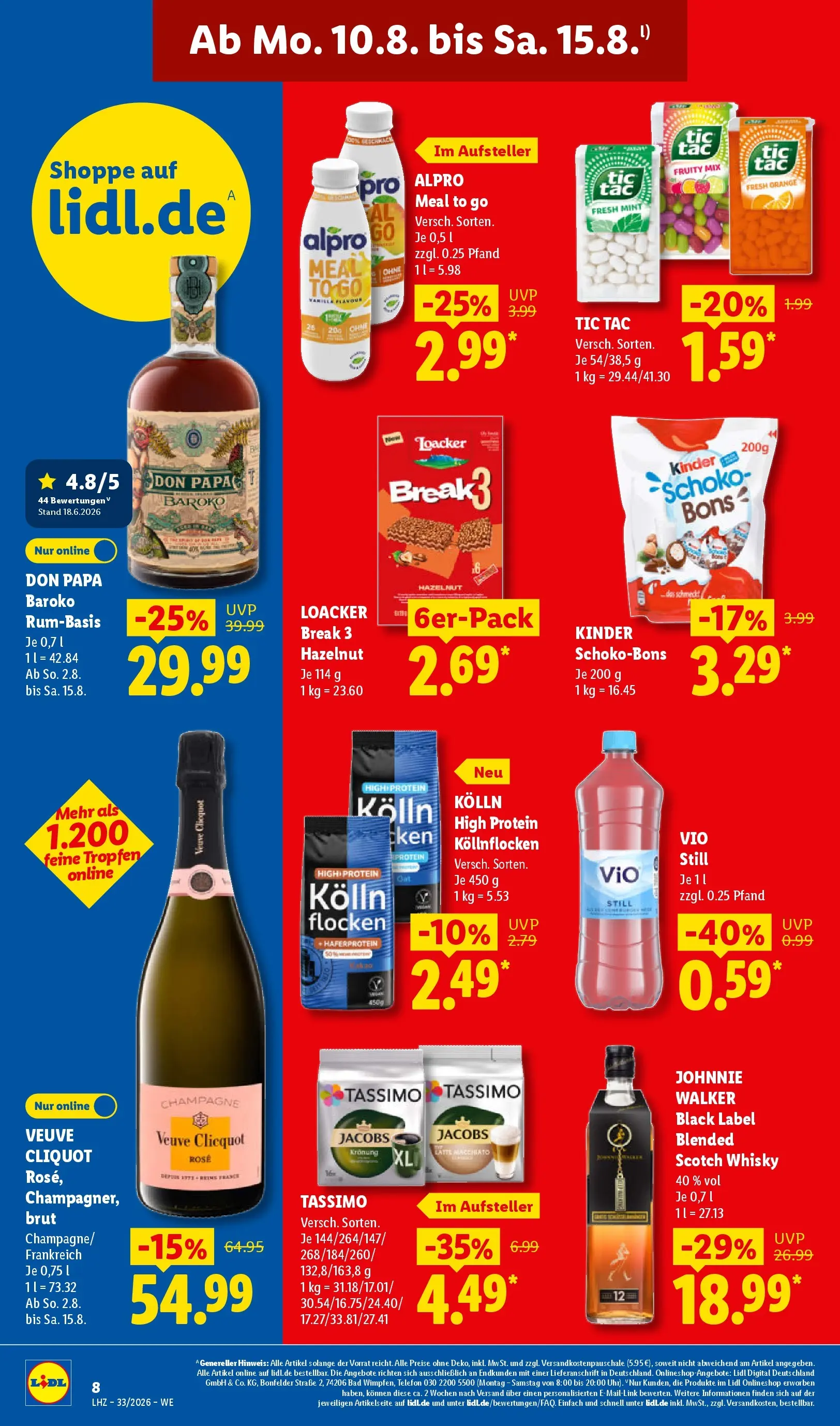Lidl Prospekt Künzell (ab 10.08.2026) zum Blättern » Angebote | Seite: 20 | Produkte: Bad, Tassimo, Flocken, Johnnie walker
