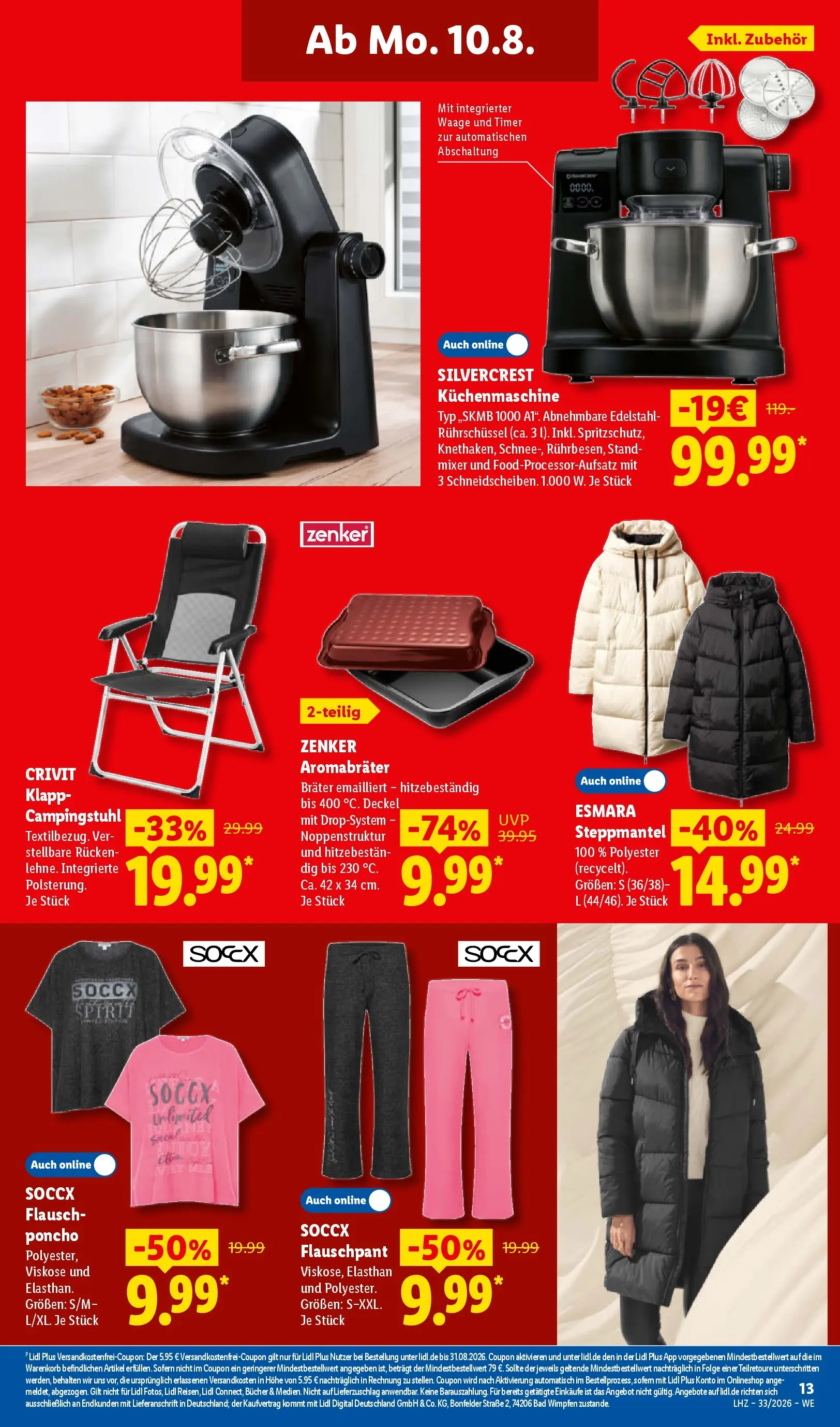 Lidl Prospekt Künzell (ab 10.08.2026) zum Blättern » Angebote | Seite: 29 | Produkte: Steppmantel, Poncho, Mixer, Bad