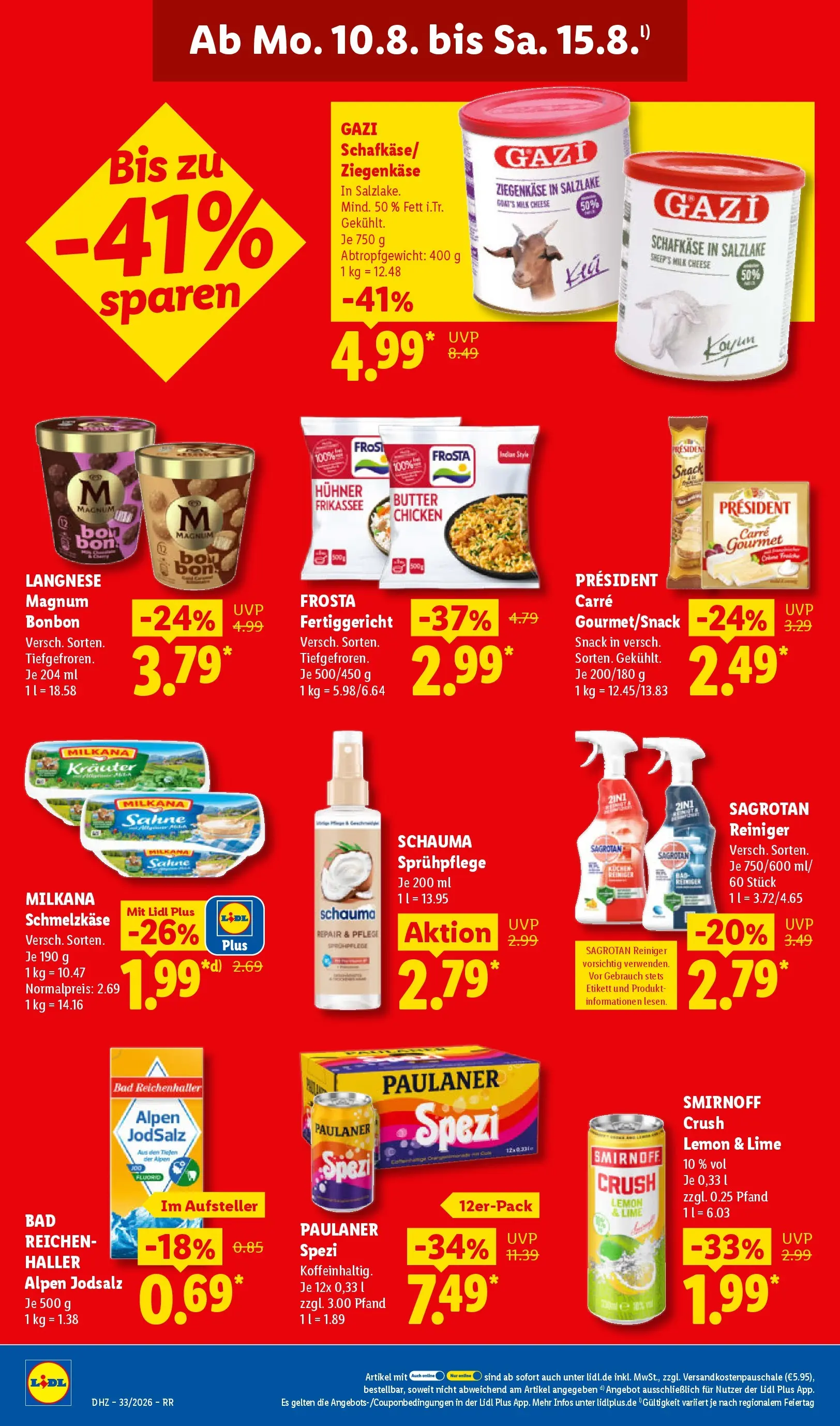 Lidl Prospekt Zülpich (ab 10.08.2026) zum Blättern » Angebote | Seite: 22 | Produkte: Milkana, Ziegenkäse, Smirnoff, Sahne