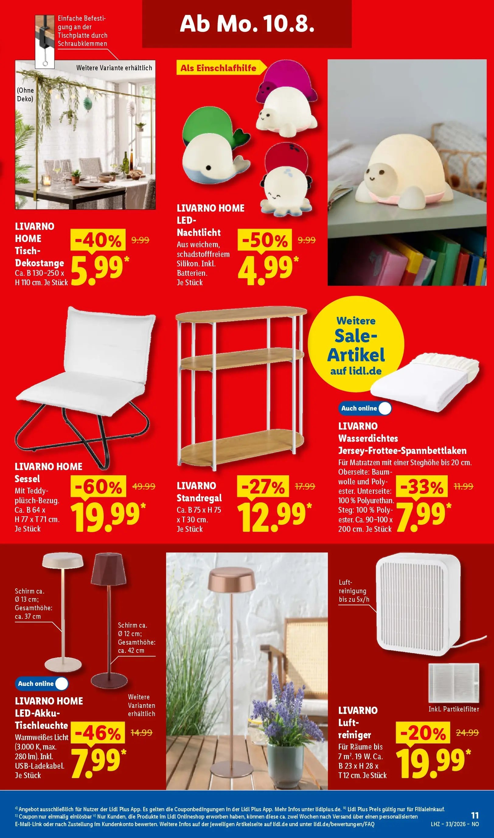 Lidl Prospekt Braunschweig (ab 10.08.2026) zum Blättern » Angebote | Seite: 27 | Produkte: Luftreiniger, Sessel, Tisch, Nachtlicht