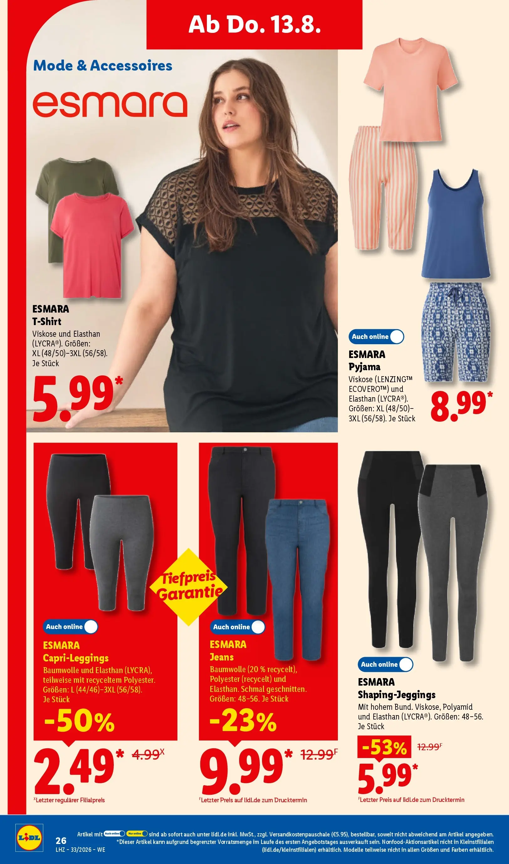 Lidl Prospekt Künzell (ab 10.08.2026) zum Blättern » Angebote | Seite: 48 | Produkte: T-Shirt, Pyjama, Leggings, Jeans