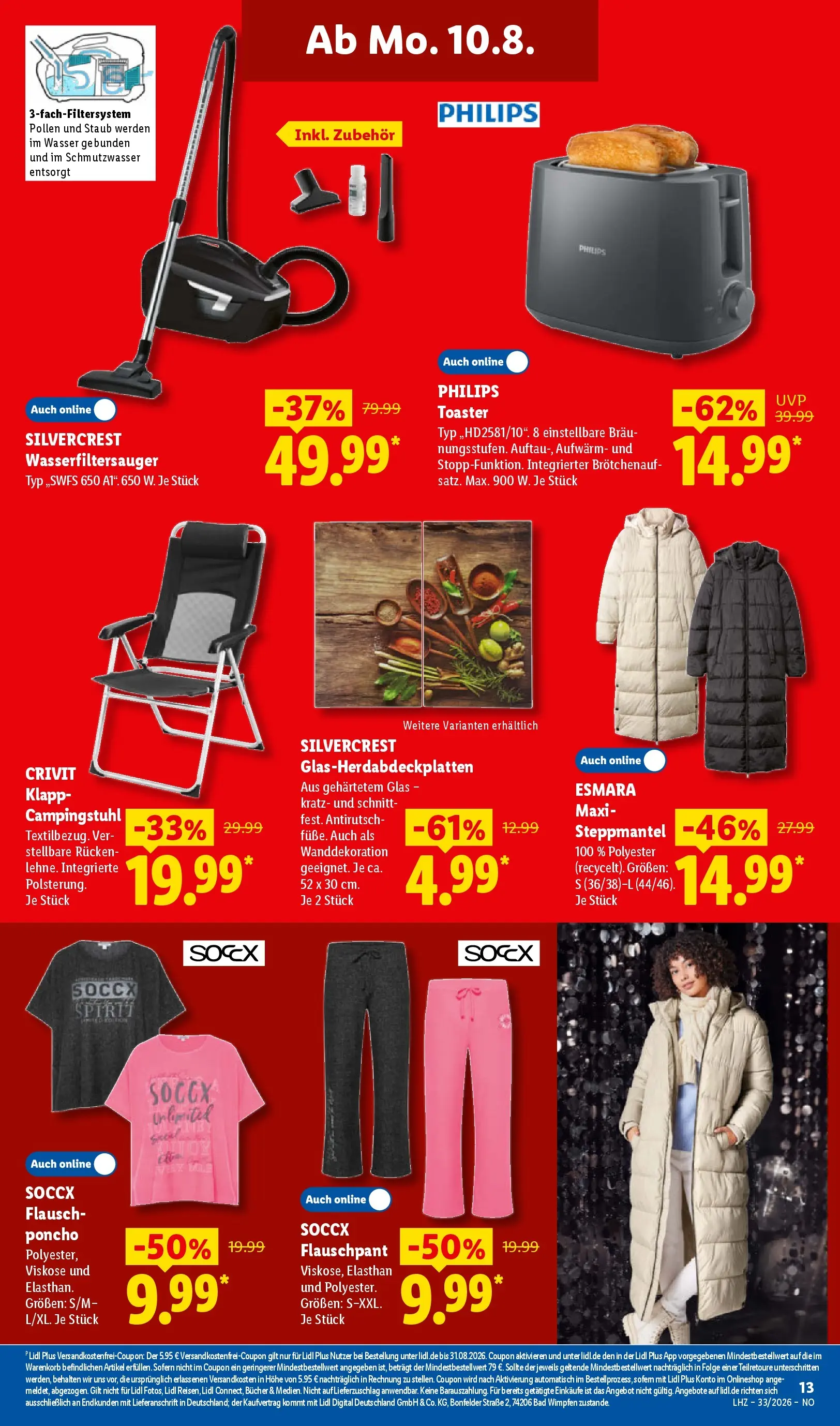 Lidl Prospekt Braunschweig (ab 10.08.2026) zum Blättern » Angebote | Seite: 29 | Produkte: Top, Steppmantel, Toaster, Bad