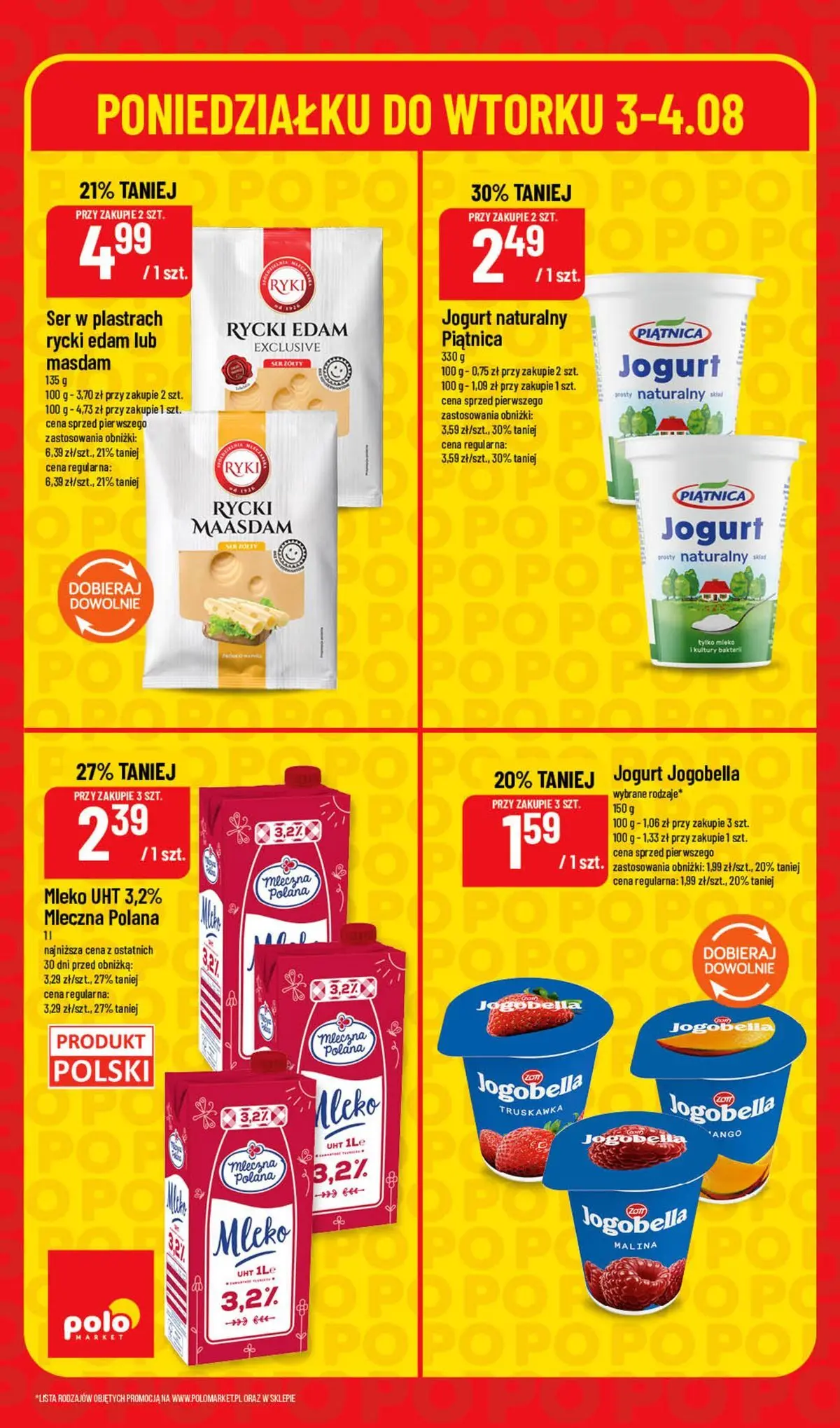 Nowa POLOmarket gazetka od jutra 03.08.2026 | Strona: 4 | Produkty: Malina, Mleko, Ser, Jogurt