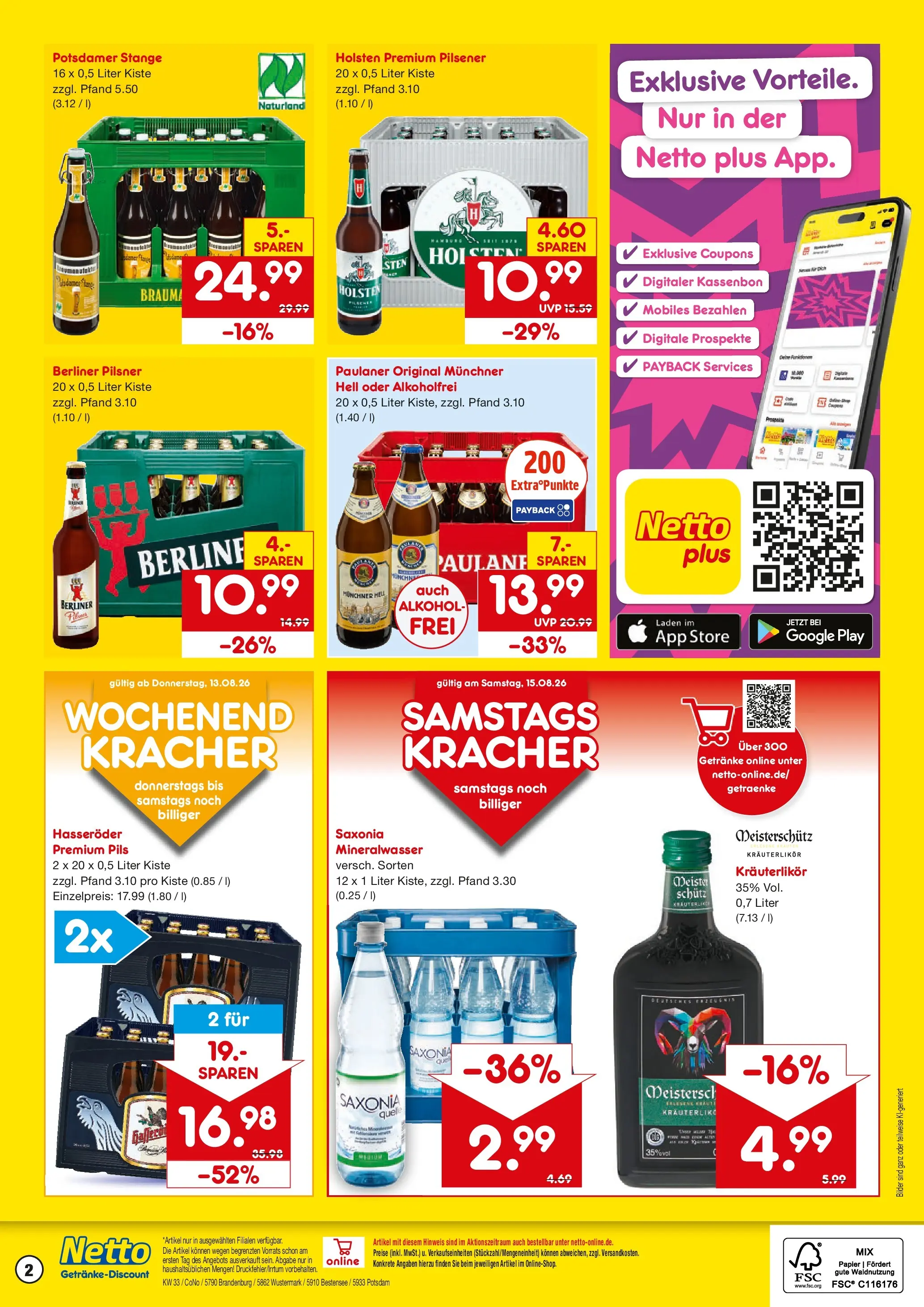 Netto Marken-Discount Prospekt Potsdam (ab 10.08.2026) » Angebote | Seite: 2 | Produkte: Berliner, Mineralwasser, Kraut, Berliner pilsner