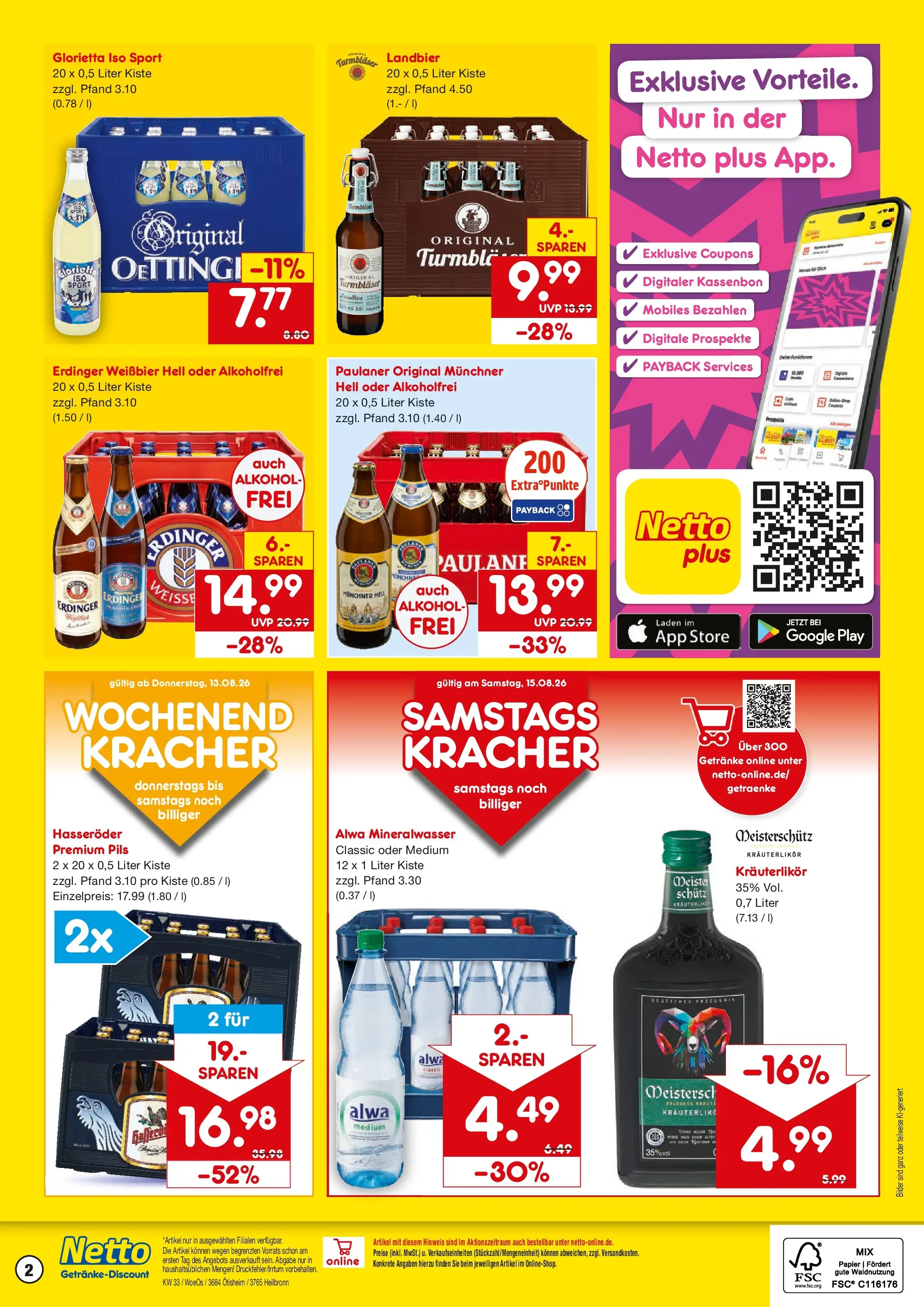 Netto Marken-Discount Prospekt Heilbronn (ab 10.08.2026) » Angebote | Seite: 2 | Produkte: Weißbier, Pils, Bilder, Hasseröder
