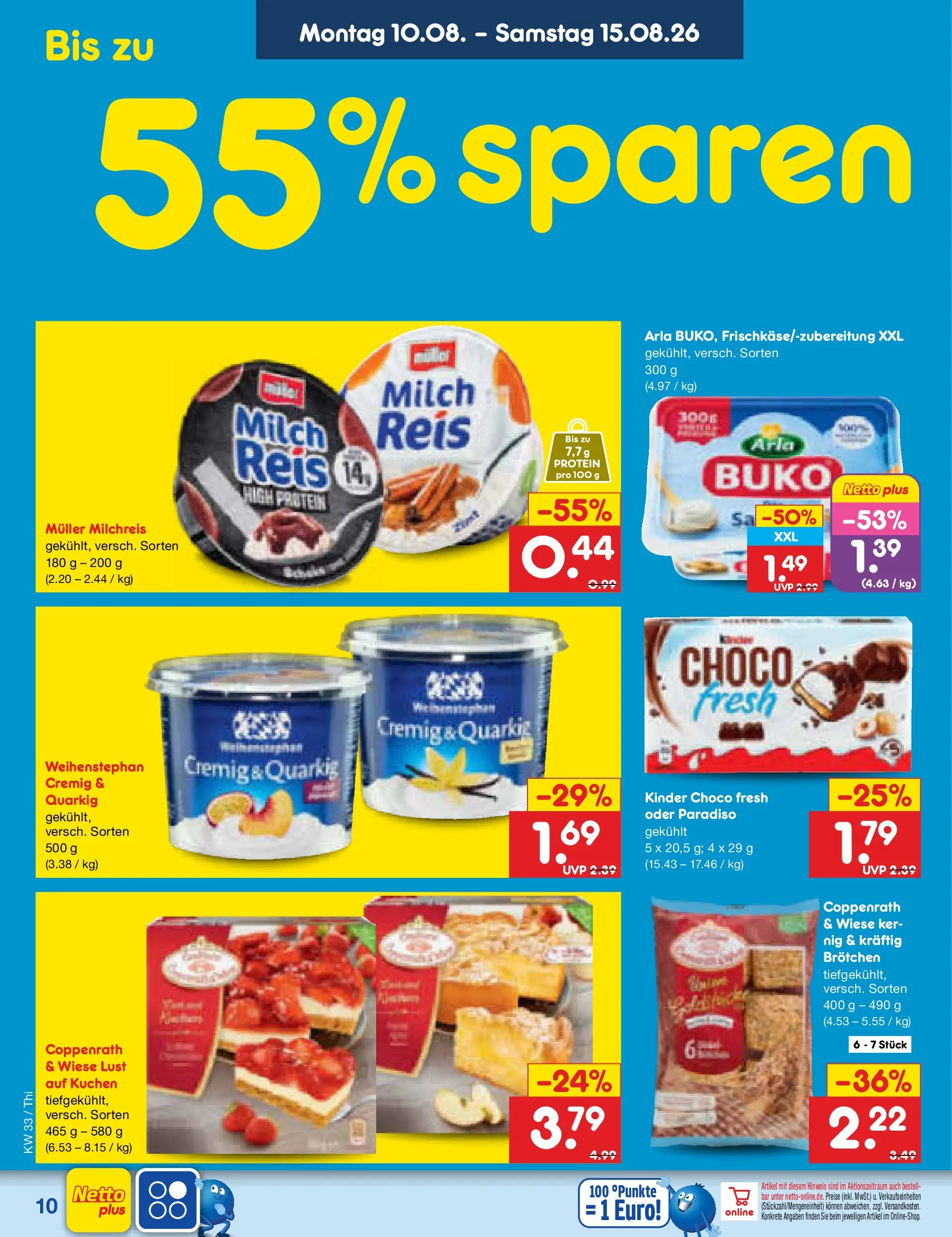 Netto Marken-Discount Prospekt Thiendorf (ab 10.08.2026) » Angebote | Seite: 10 | Produkte: Milch, Reis, Kuchen