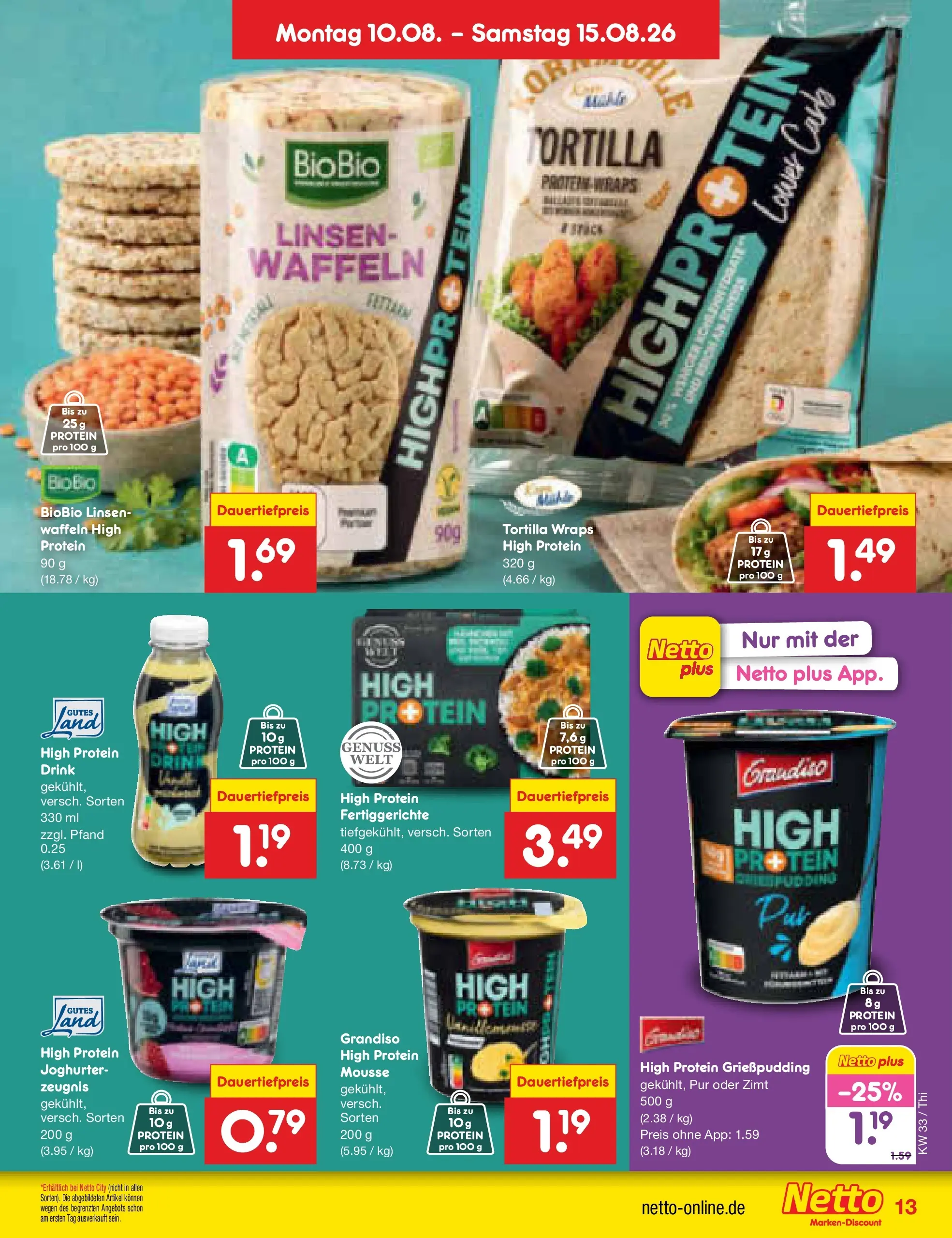 Netto Marken-Discount Prospekt Thiendorf (ab 10.08.2026) » Angebote | Seite: 15 | Produkte: Pudding, Waffeln, Fertiggerichte