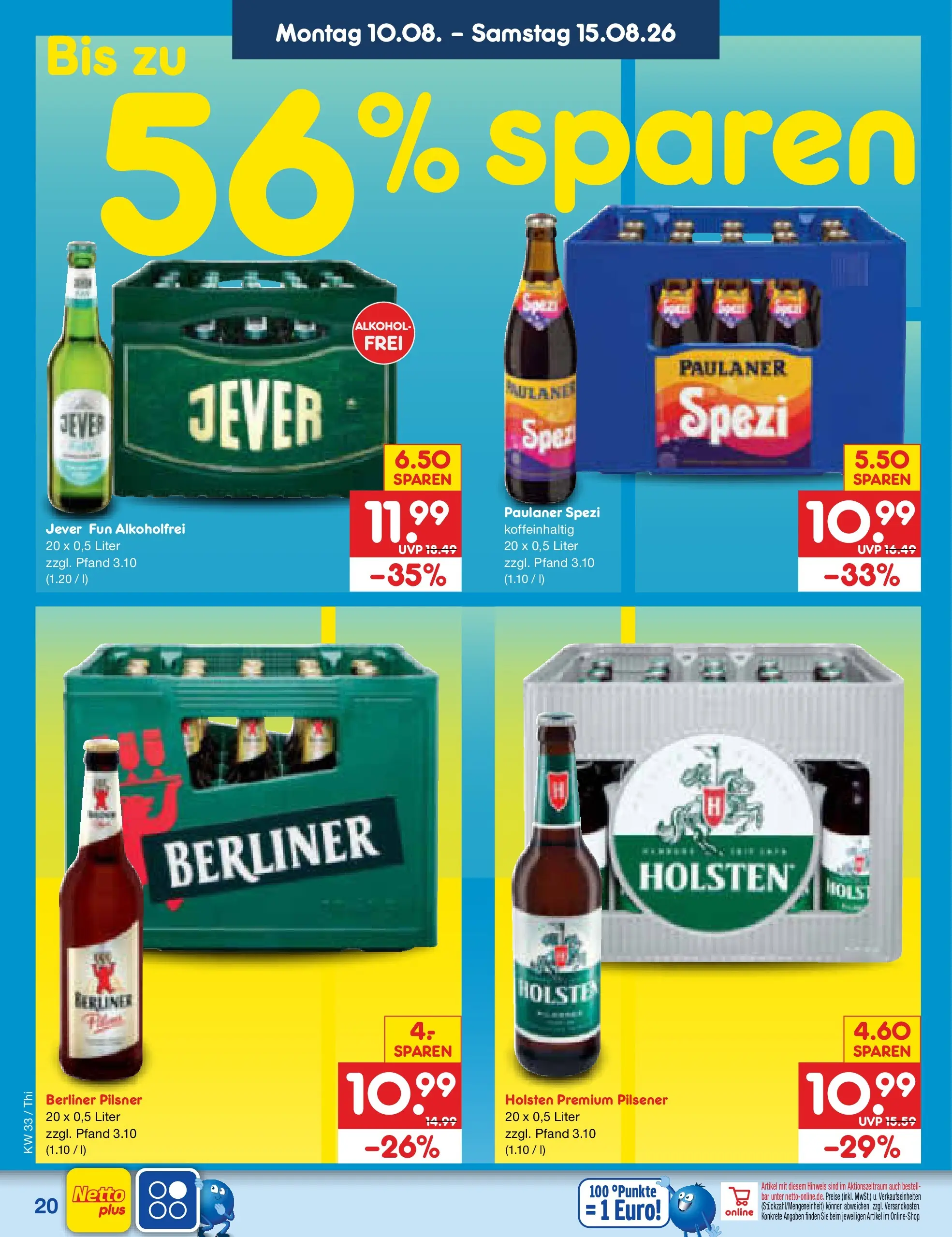 Netto Marken-Discount Prospekt Thiendorf (ab 10.08.2026) » Angebote | Seite: 28 | Produkte: Berliner, Paulaner spezi, Holsten, Berliner pilsner