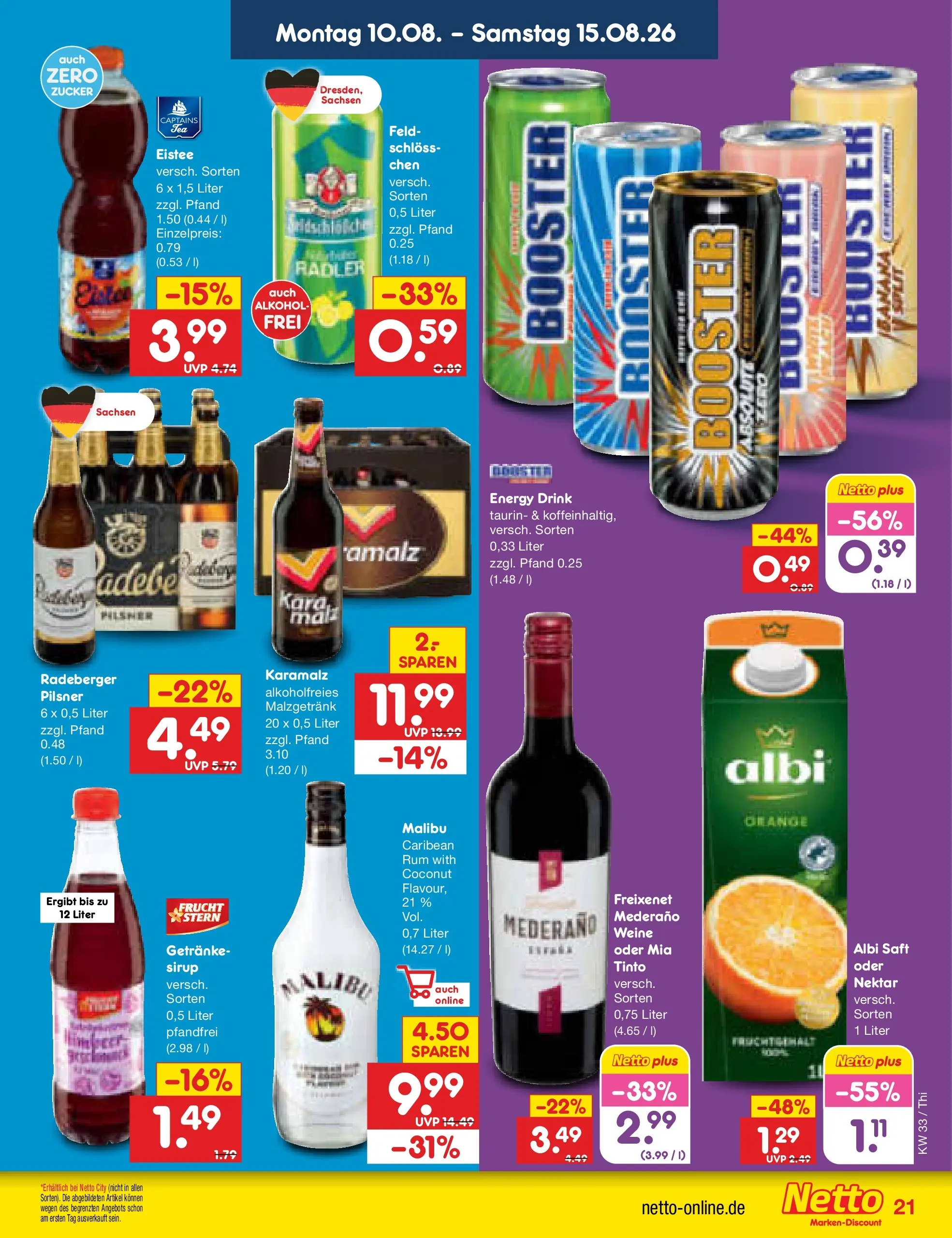 Netto Marken-Discount Prospekt Thiendorf (ab 10.08.2026) » Angebote | Seite: 29 | Produkte: Freixenet, Rum, Radler, Saft
