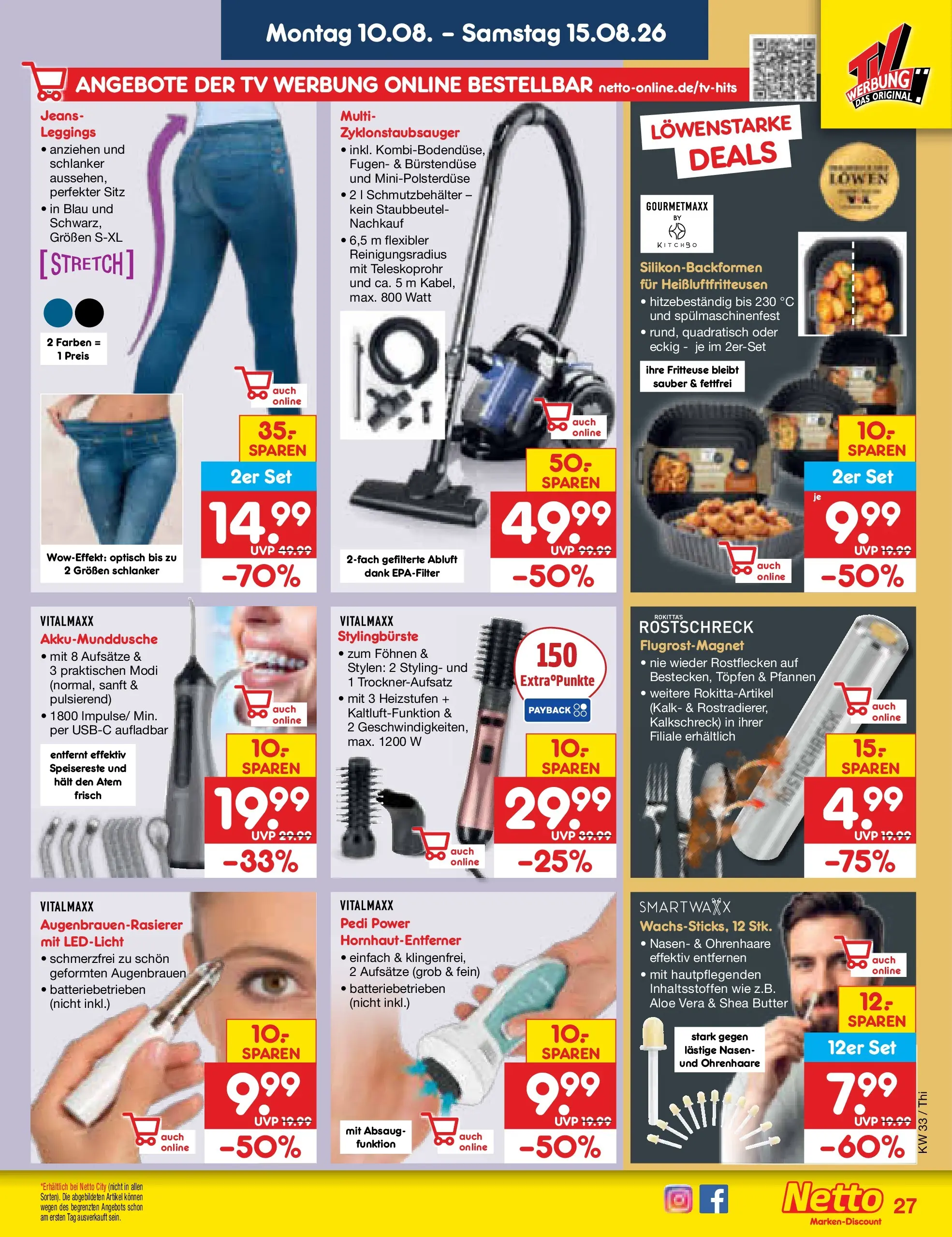 Netto Marken-Discount Prospekt Thiendorf (ab 10.08.2026) » Angebote | Seite: 39 | Produkte: Butter, Fritteuse, Jeans, TV