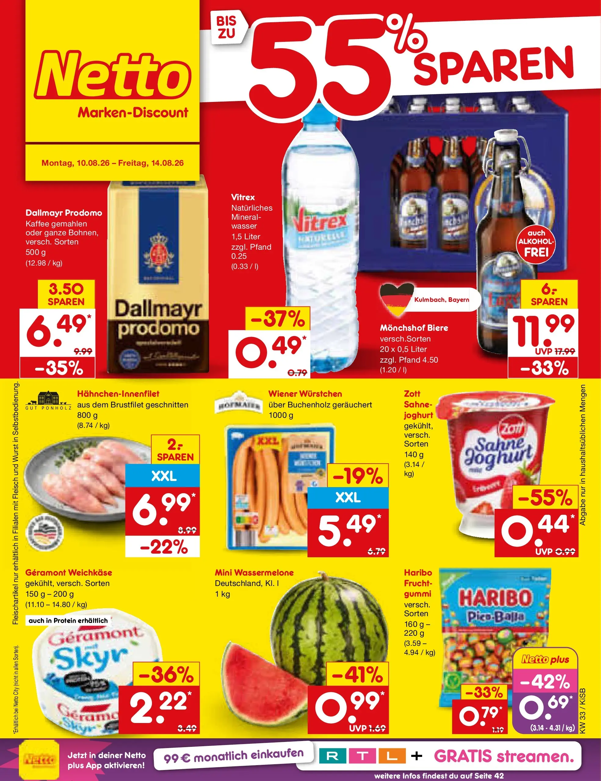 Netto Marken-Discount Prospekt Bad Friedrichshall (ab 10.08.2026) ยป Angebote | Seite: 1 | Produkte: Joghurt, Wurst, Dallmayr prodomo, Fleisch Netto Marken-Discount Prospekt Bad Friedrichshall (ab 10.08.2026) ยป Angebote | Seite: 1 | Produkte: Joghurt, Wurst, Dallmayr prodomo, Fleisch