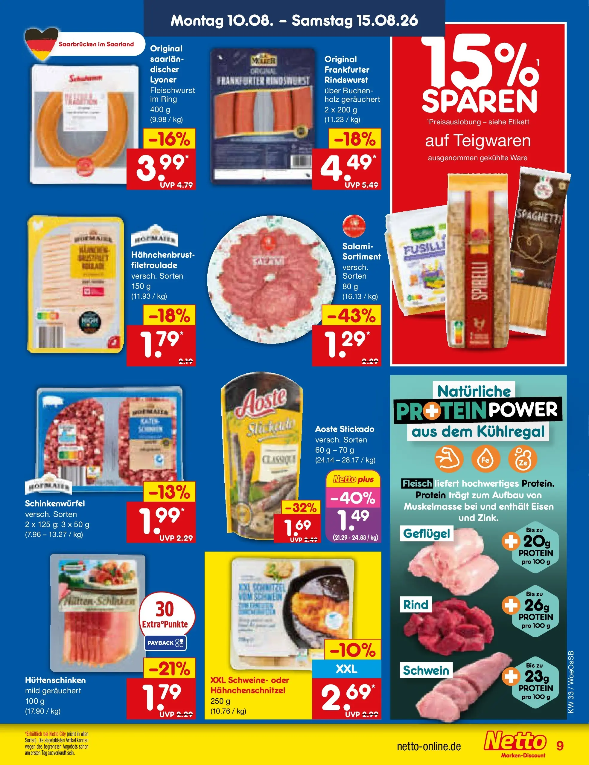 Netto Marken-Discount Prospekt Gemmingen (ab 10.08.2026) ยป Angebote | Seite: 9 | Produkte: Schnitzel, Salami, Fleisch, Hahnchenbrust Netto Marken-Discount Prospekt Gemmingen (ab 10.08.2026) ยป Angebote | Seite: 9 | Produkte: Schnitzel, Salami, Fleisch, Hahnchenbrust