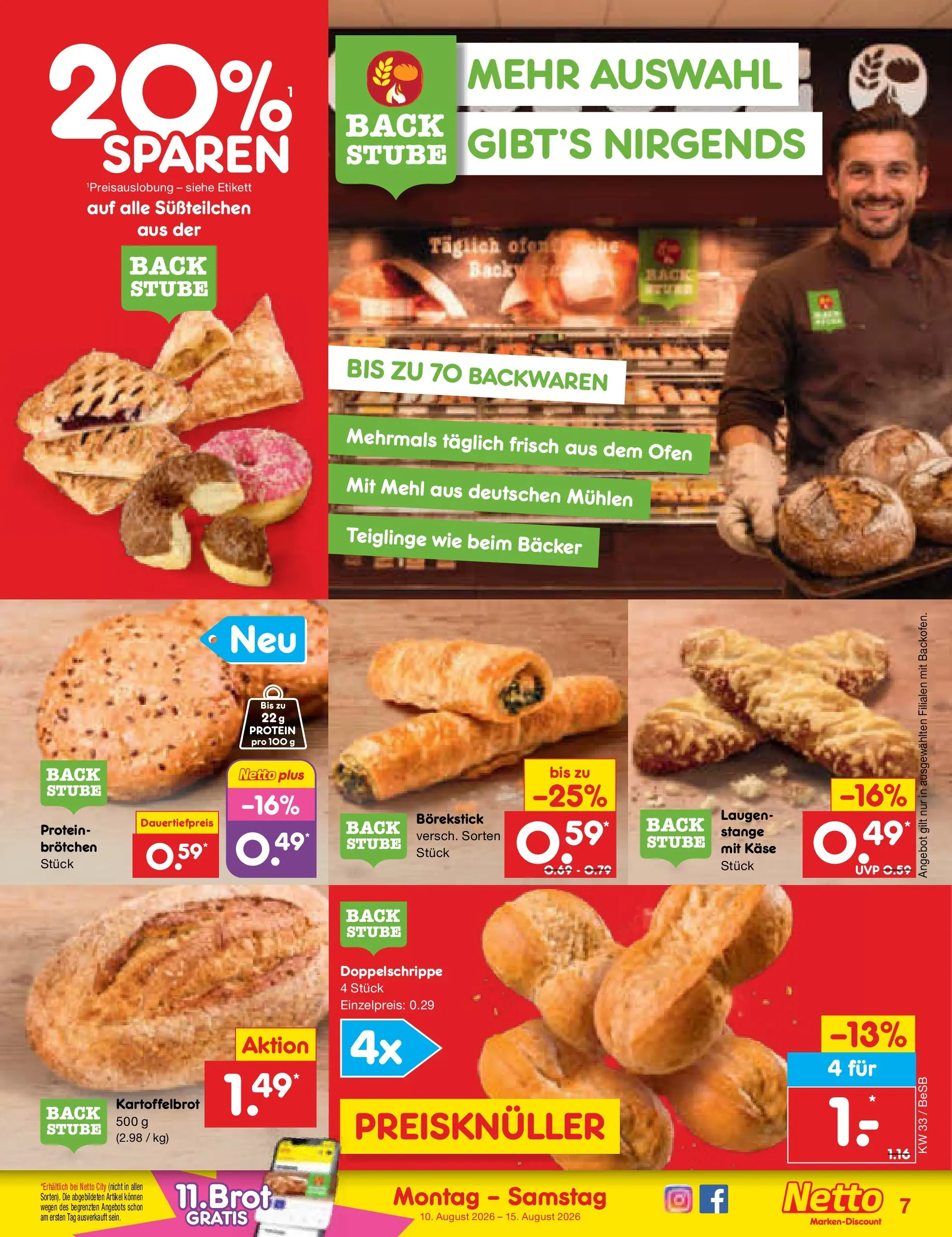 Netto Marken-Discount Prospekt Kremmen (ab 10.08.2026) » Angebote | Seite: 7 | Produkte: Ofen, Mehl, Käse