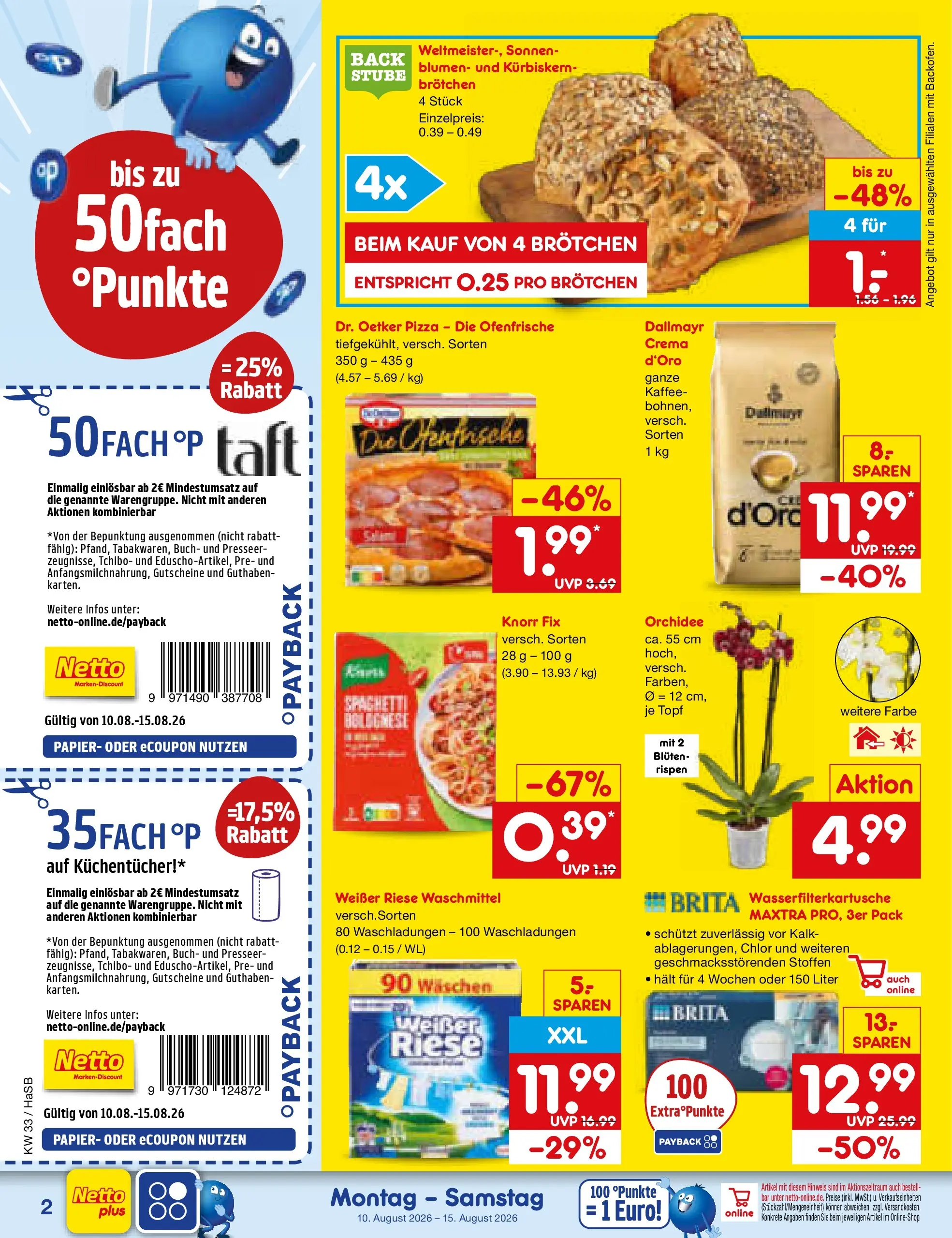Netto Marken-Discount Prospekt Wuppertal (ab 10.08.2026) » Angebote | Seite: 2 | Produkte: Knorr fix, Blumen, Ofenfrische, Dallmayr