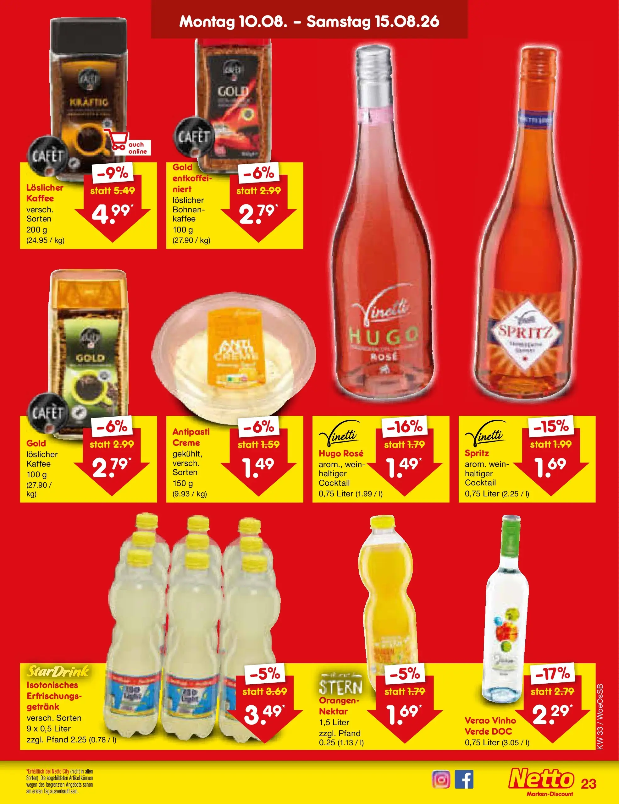 Netto Marken-Discount Prospekt Gemmingen (ab 10.08.2026) ยป Angebote | Seite: 33 | Produkte: Kaffee, Orangen, Wein, Hugo Netto Marken-Discount Prospekt Gemmingen (ab 10.08.2026) ยป Angebote | Seite: 33 | Produkte: Kaffee, Orangen, Wein, Hugo