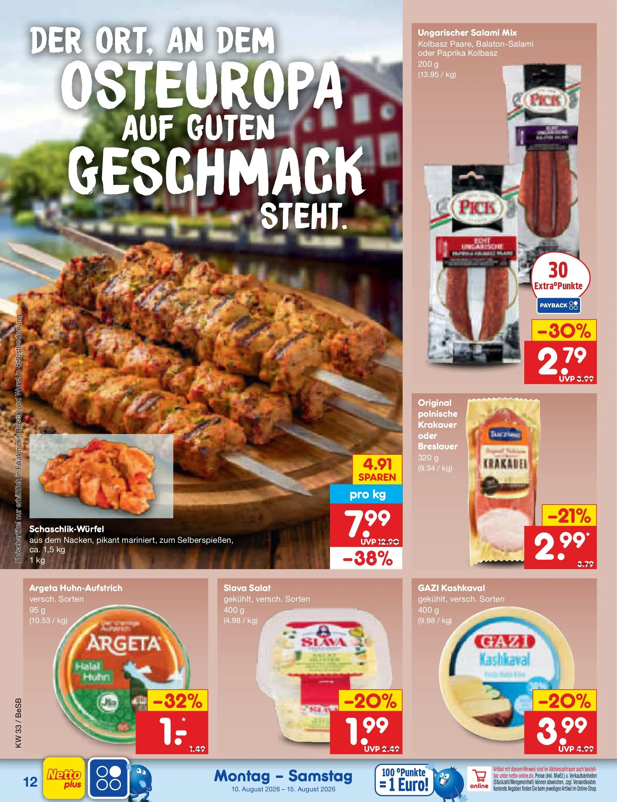 Netto Marken-Discount Prospekt Kremmen (ab 10.08.2026) » Angebote | Seite: 16 | Produkte: Paprika, Salami, Fleisch, Salat