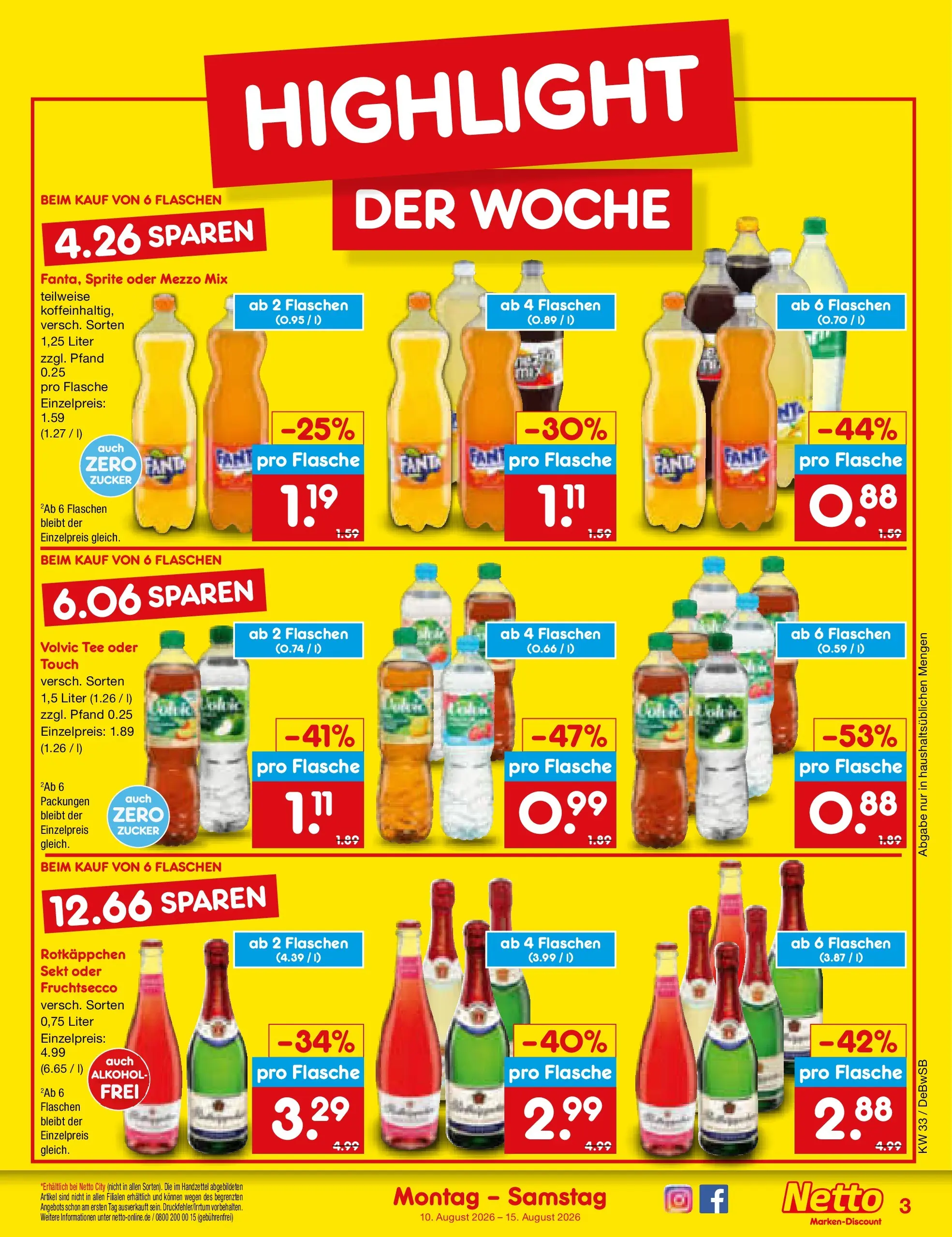 Netto Marken-Discount Prospekt Waiblingen-Bittenfeld (ab 10.08.2026) ยป Angebote | Seite: 3 | Produkte: Volvic tee, Zucker, Rotkรคppchen, Tee Netto Marken-Discount Prospekt Waiblingen-Bittenfeld (ab 10.08.2026) ยป Angebote | Seite: 3 | Produkte: Volvic tee, Zucker, Rotkรคppchen, Tee