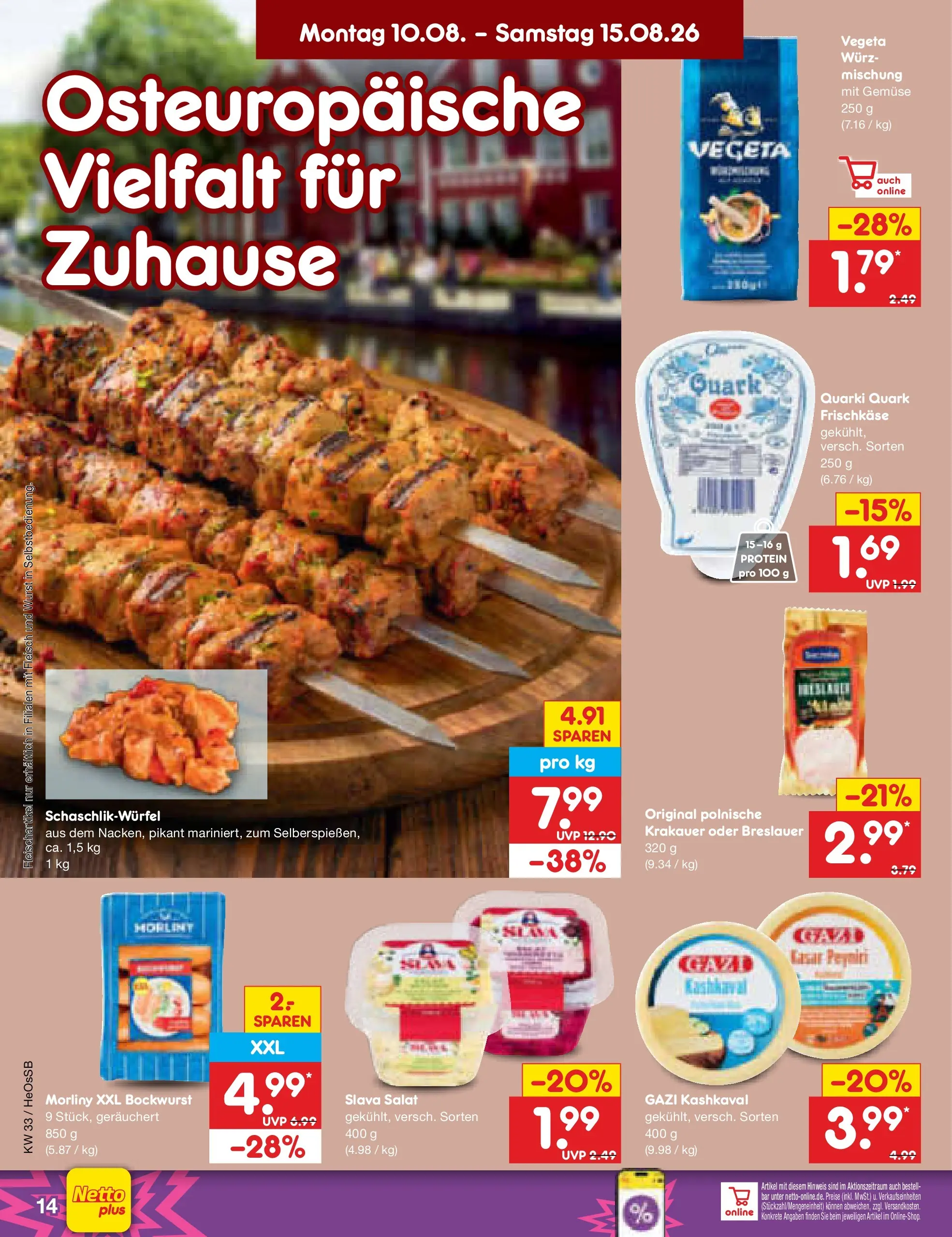 Netto Marken-Discount Prospekt Kröpelin (ab 10.08.2026) » Angebote | Seite: 18 | Produkte: Quark, Wurst, Salat, Frischkase