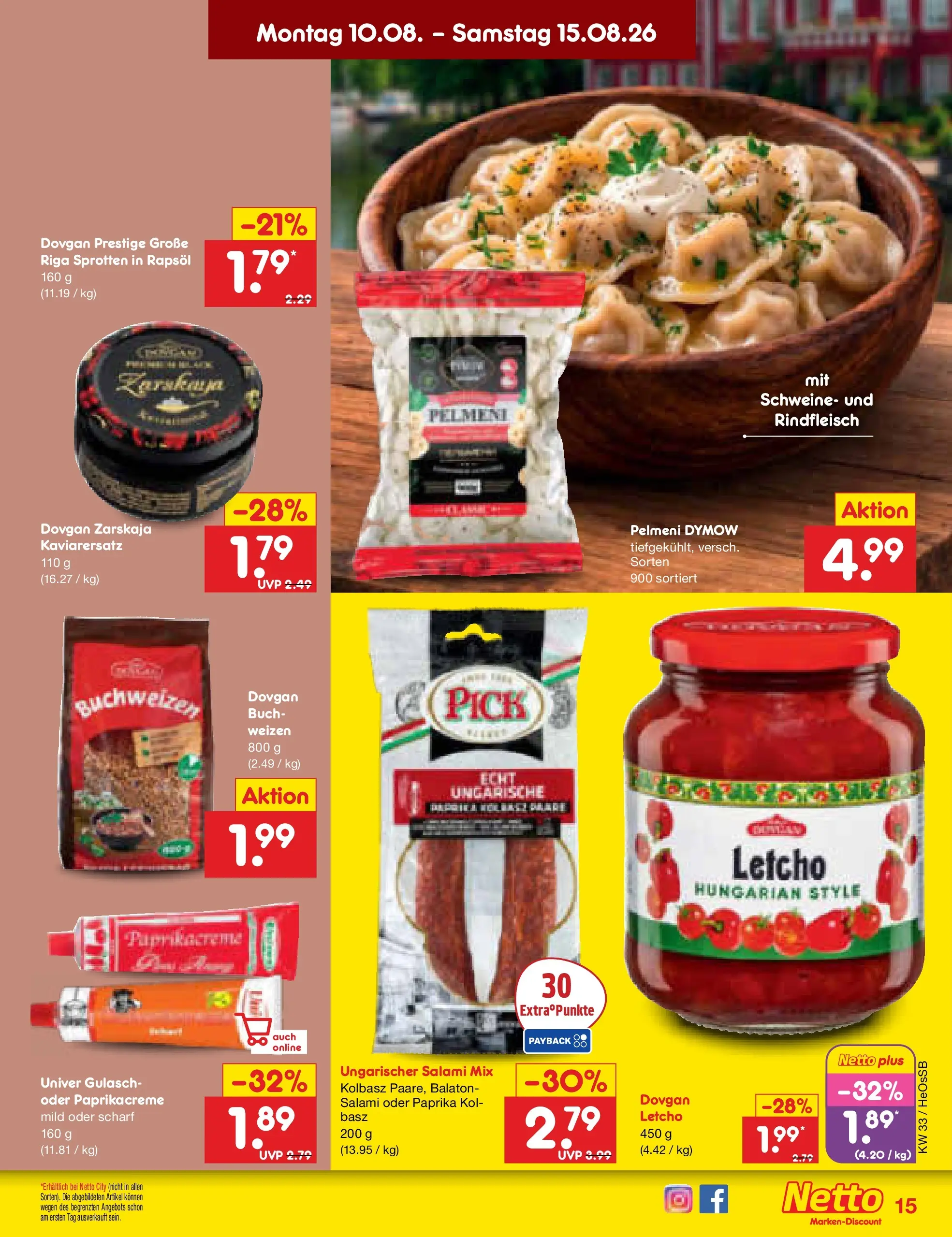 Netto Marken-Discount Prospekt Kröpelin (ab 10.08.2026) » Angebote | Seite: 19 | Produkte: Rapsöl, Paprika, Gulasch, Salami