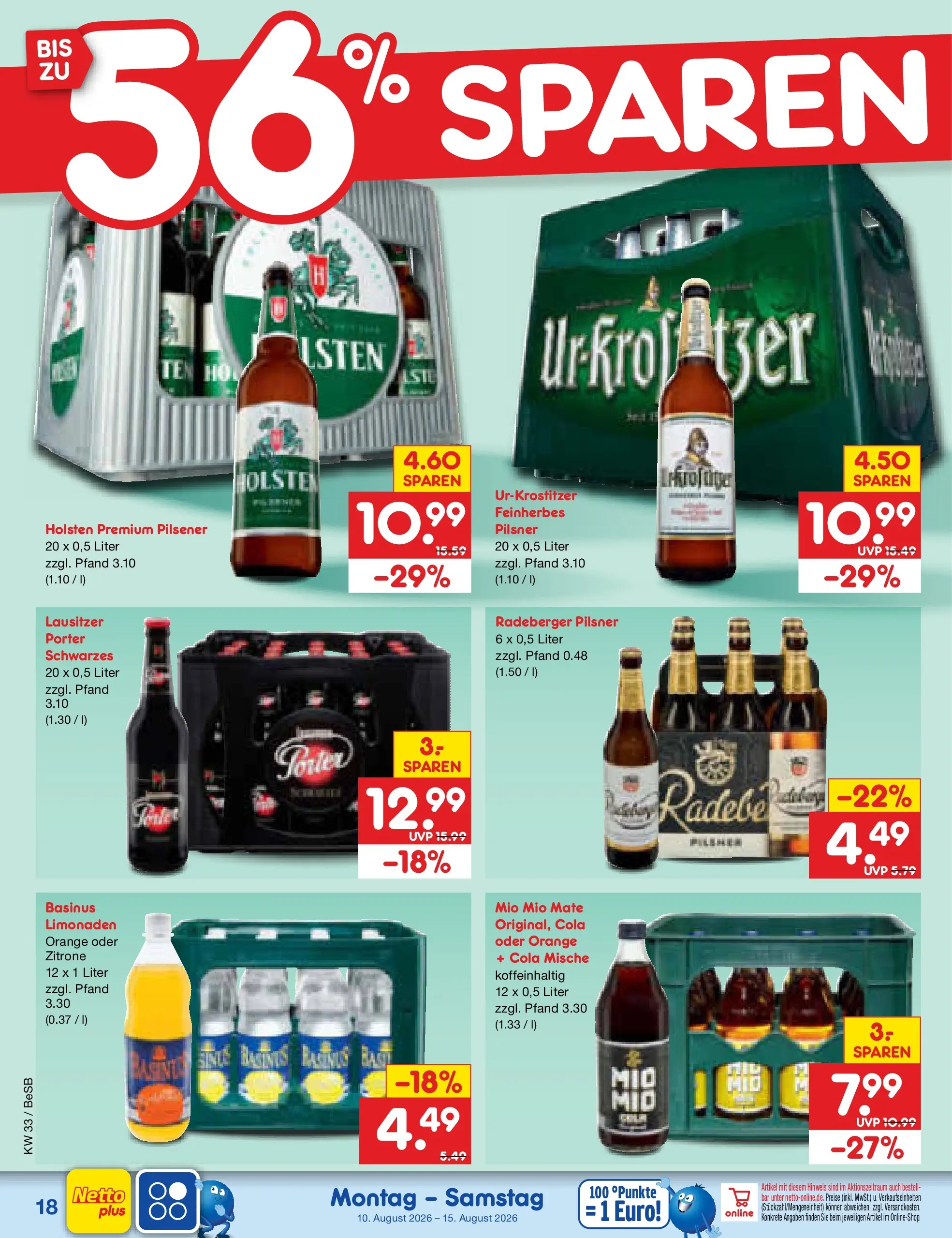 Netto Marken-Discount Prospekt Kremmen (ab 10.08.2026) » Angebote | Seite: 26 | Produkte: Cola, Holsten, Zitrone, Radeberger pilsner
