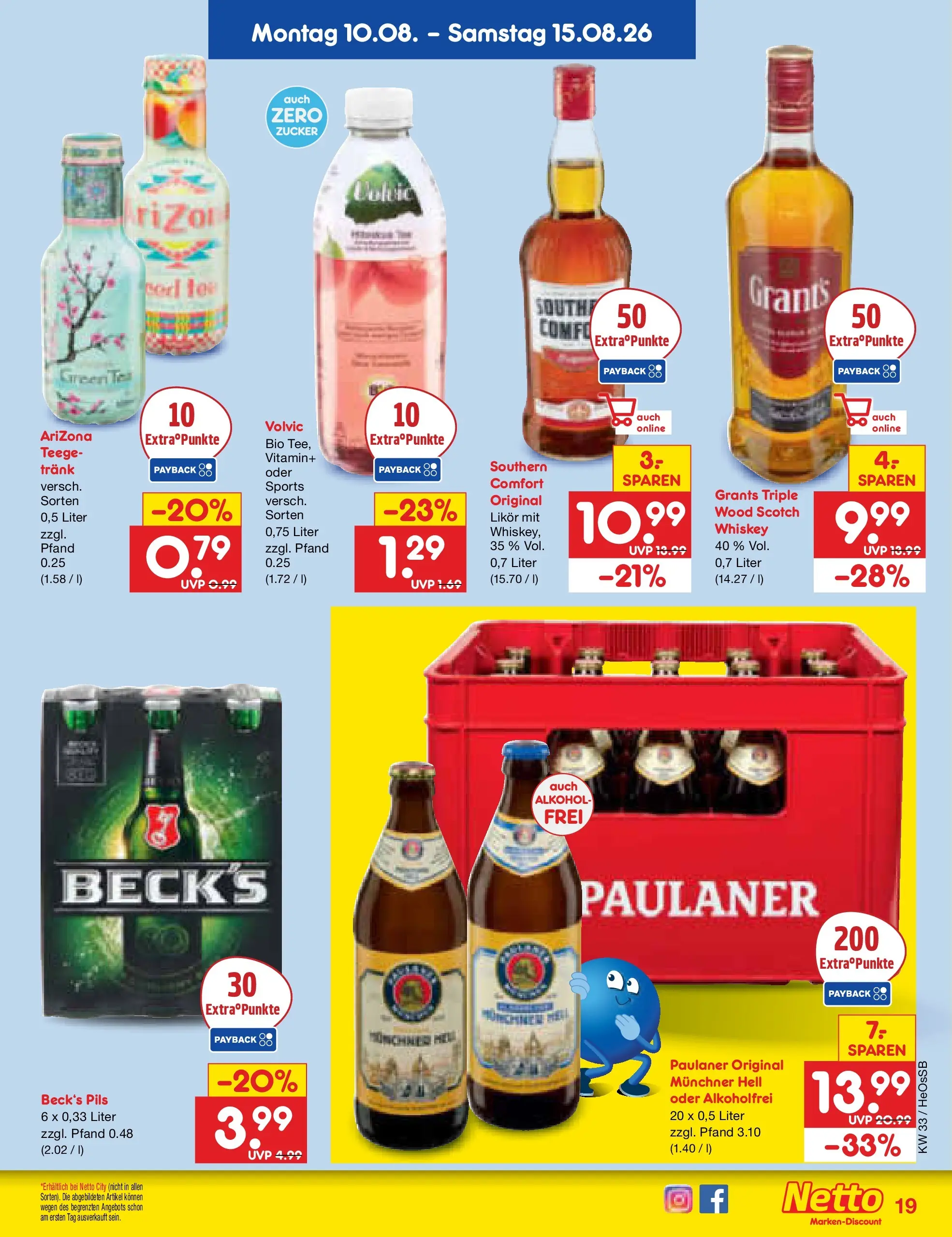 Netto Marken-Discount Prospekt Kröpelin (ab 10.08.2026) » Angebote | Seite: 25 | Produkte: Pils, Volvic, Whiskey, Paulaner