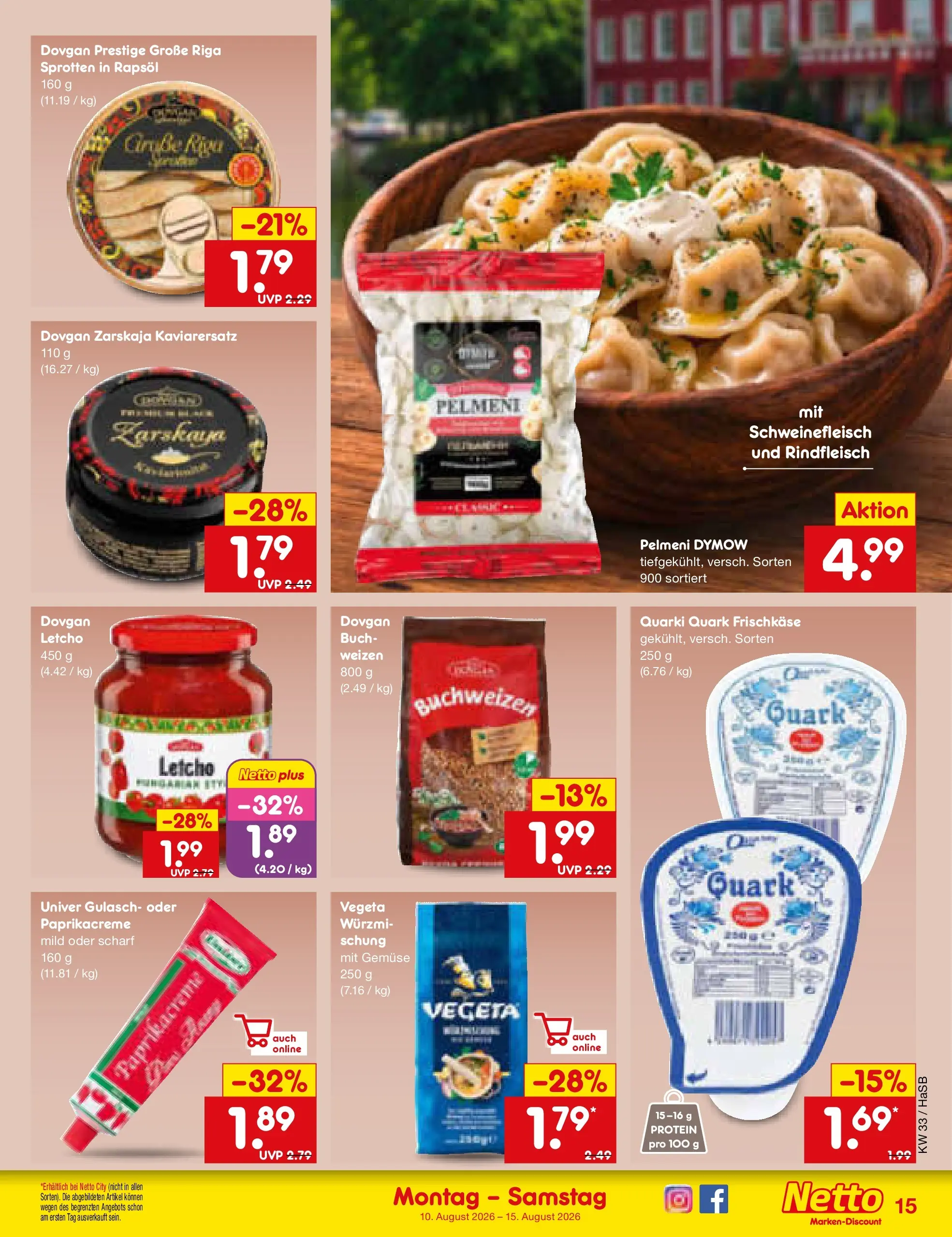Netto Marken-Discount Prospekt Wuppertal (ab 10.08.2026) » Angebote | Seite: 19 | Produkte: Rapsöl, Gemüse, Gulasch, Frischkase