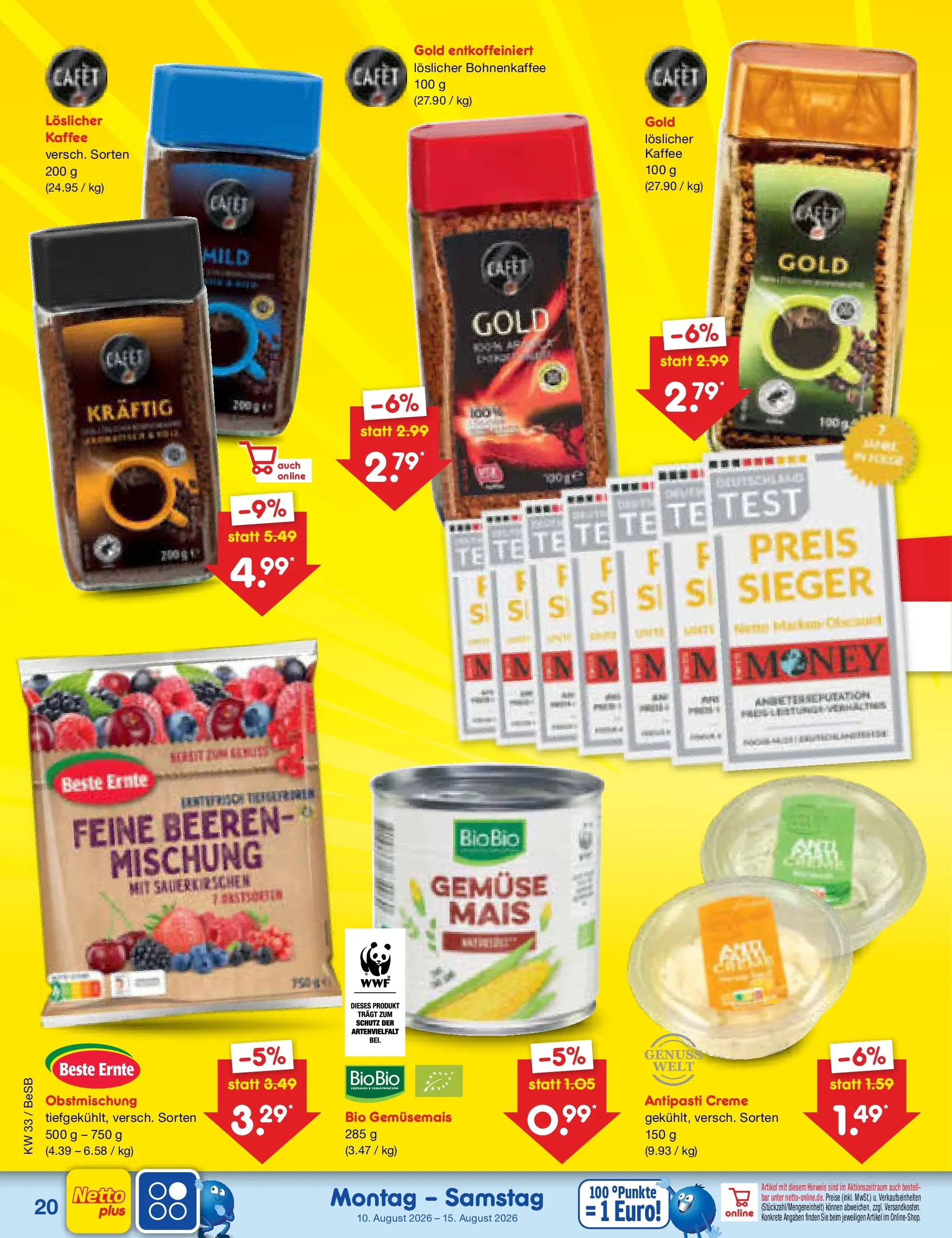 Netto Marken-Discount Prospekt Kremmen (ab 10.08.2026) » Angebote | Seite: 30 | Produkte: Kaffee, Creme, Gemüse
