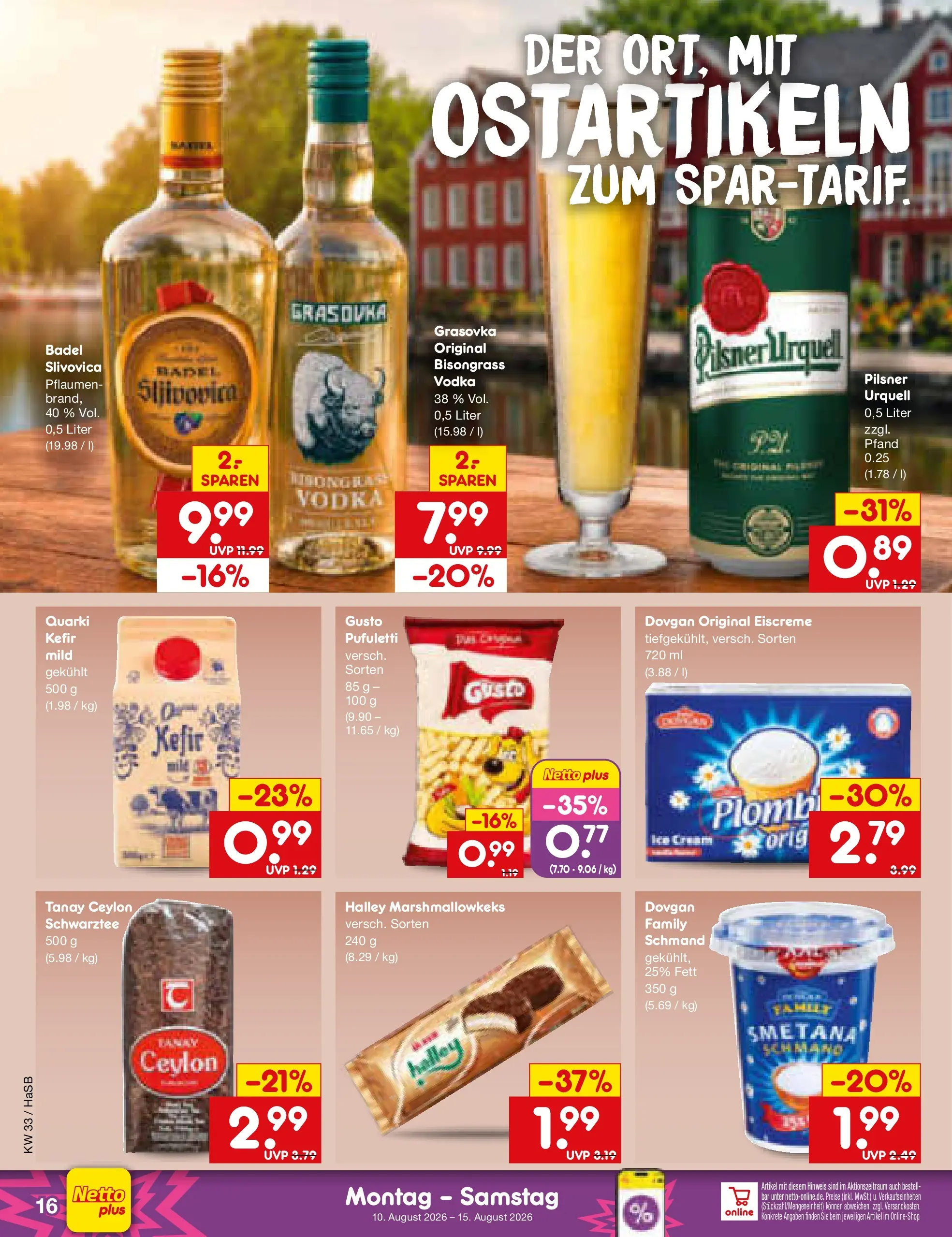 Netto Marken-Discount Prospekt Wuppertal (ab 10.08.2026) » Angebote | Seite: 20 | Produkte: Kefir, Pflaumen, Eiscreme, Vodka