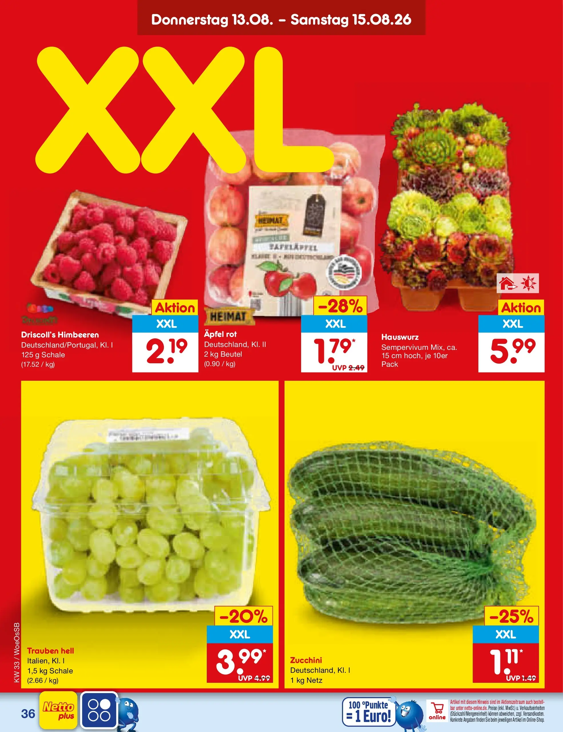 Netto Marken-Discount Prospekt Gemmingen (ab 10.08.2026) ยป Angebote | Seite: 50 | Produkte: Himbeeren, Trauben, รpfel, Zucchini Netto Marken-Discount Prospekt Gemmingen (ab 10.08.2026) ยป Angebote | Seite: 50 | Produkte: Himbeeren, Trauben, รpfel, Zucchini
