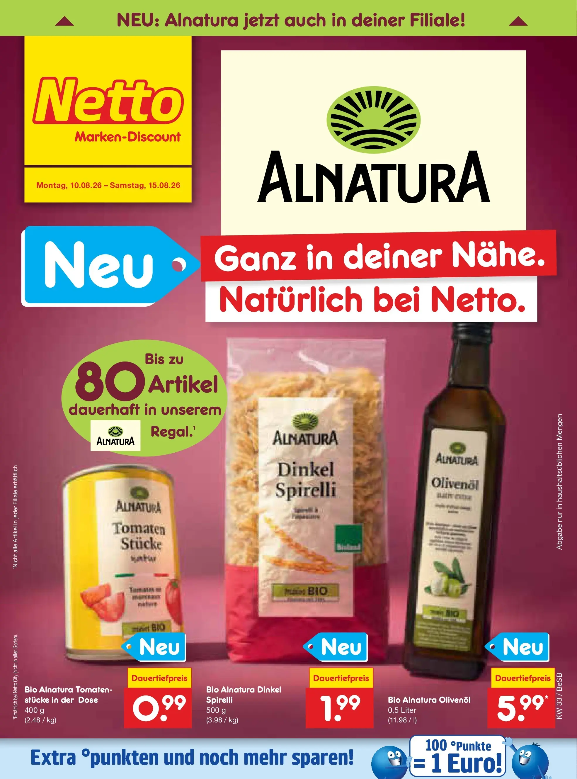 Netto Marken-Discount Prospekt Kremmen (ab 10.08.2026) » Angebote | Seite: 32 | Produkte: Olivenol, Tomaten