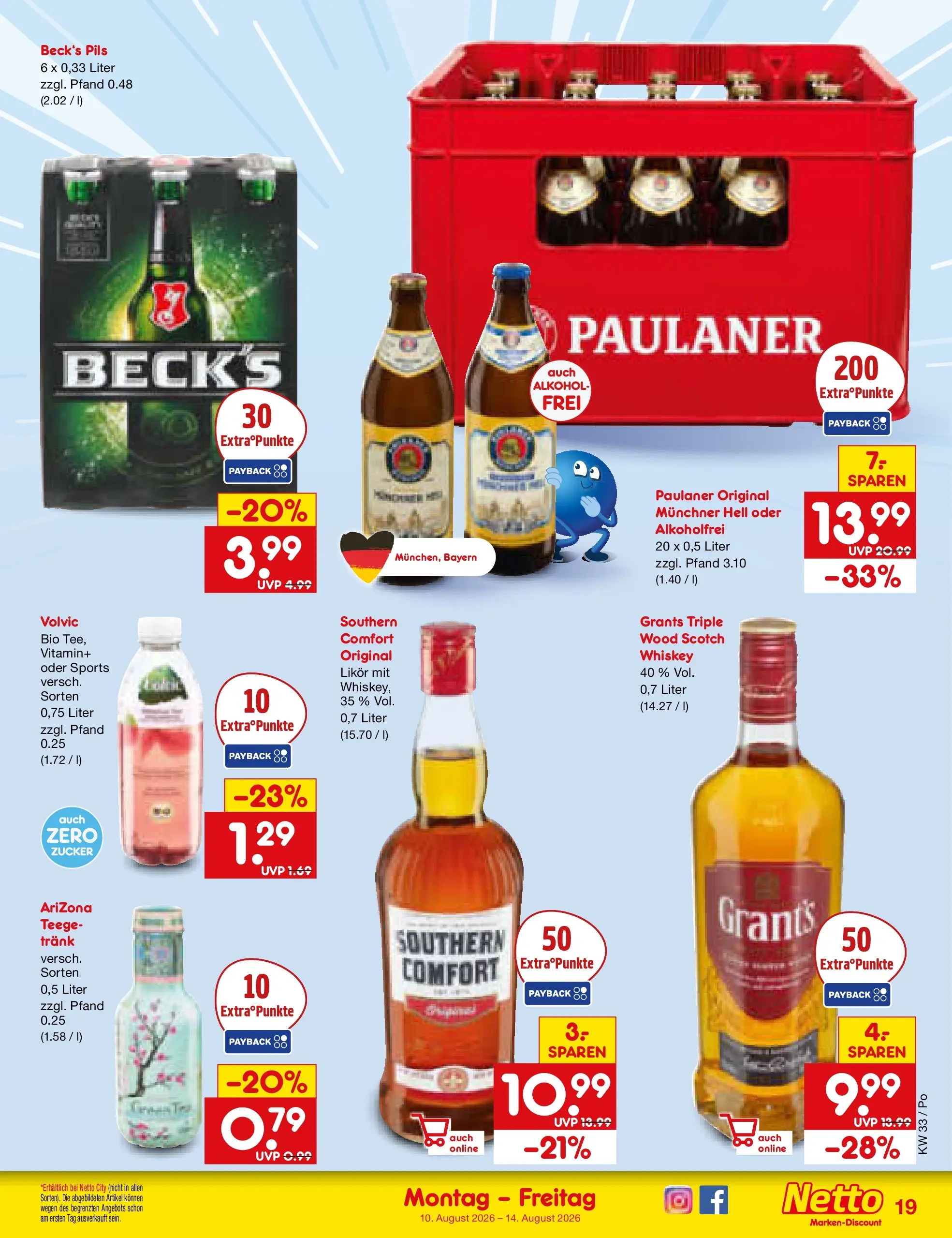 Netto Marken-Discount Prospekt Regensburg (ab 10.08.2026) » Angebote | Seite: 25 | Produkte: Likör, Pils, Volvic, Paulaner