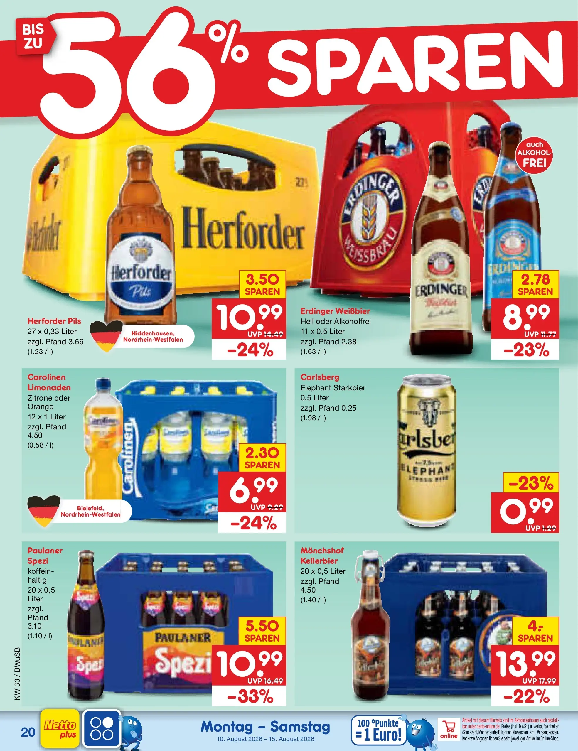Netto Marken-Discount Prospekt Stemwede-Dielingen (ab 10.08.2026) ยป Angebote | Seite: 28 | Produkte: Carlsberg, Weiรbier, Pils, Paulaner Netto Marken-Discount Prospekt Stemwede-Dielingen (ab 10.08.2026) ยป Angebote | Seite: 28 | Produkte: Carlsberg, Weiรbier, Pils, Paulaner