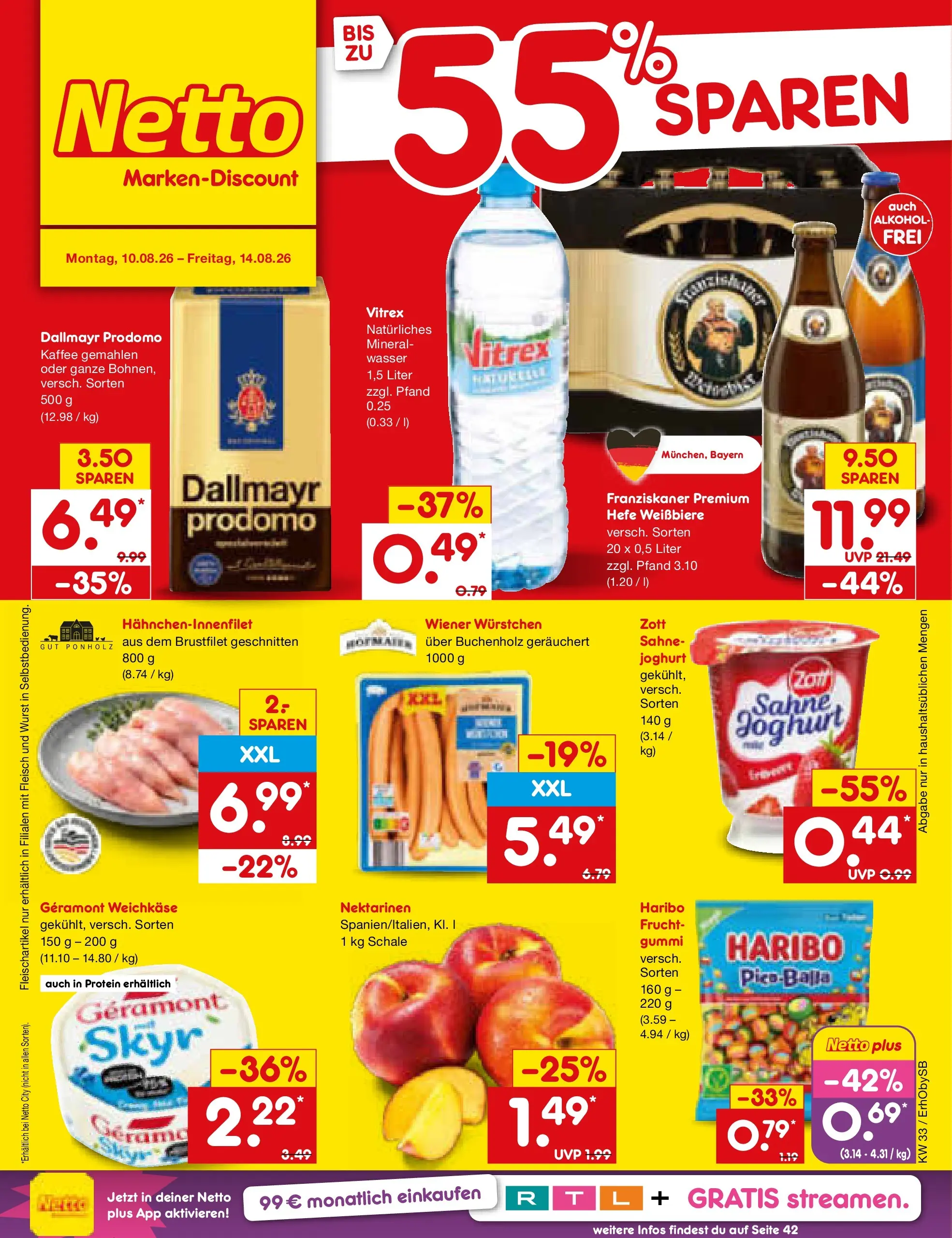 Netto Marken-Discount Prospekt Mauern (ab 10.08.2026) » Angebote | Seite: 1 | Produkte: Joghurt, Skyr, Wurst, Sahne