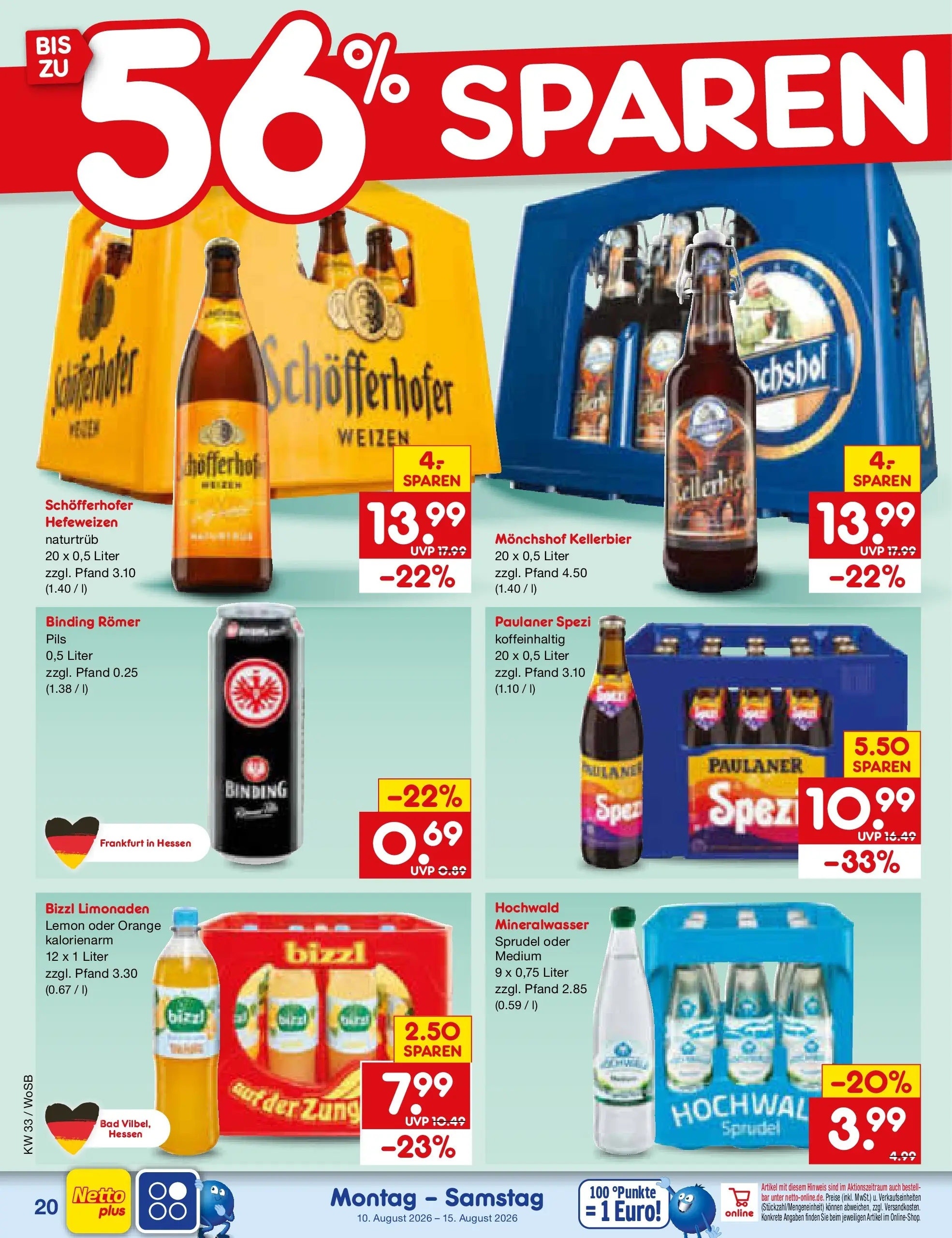 Netto Marken-Discount Prospekt Mannheim (ab 10.08.2026) ยป Angebote | Seite: 28 | Produkte: Monchshof, Paulaner spezi, Mineralwasser, Paulaner Netto Marken-Discount Prospekt Mannheim (ab 10.08.2026) ยป Angebote | Seite: 28 | Produkte: Monchshof, Paulaner spezi, Mineralwasser, Paulaner
